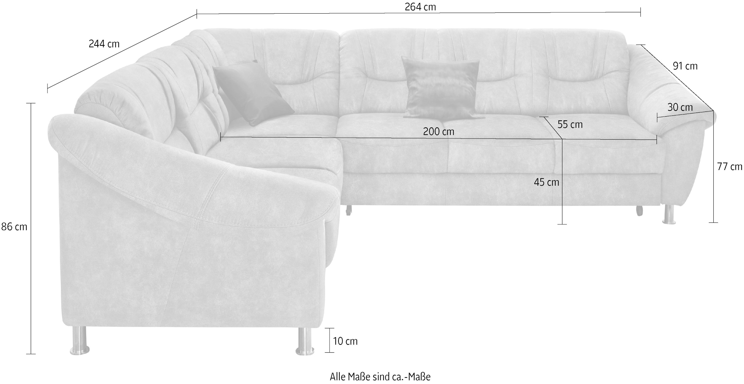 sit&more Ecksofa »Salsa L-Form«, mit Federkern, wahlweise mit Bettfunktion