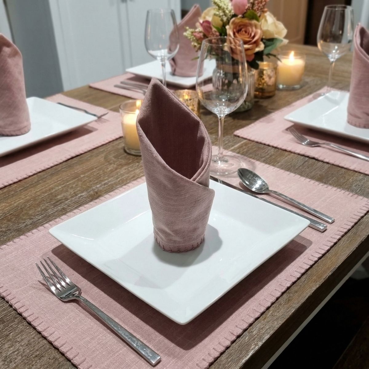 Home affaire Serviettenhalter »Serviette in rose 6erSet«