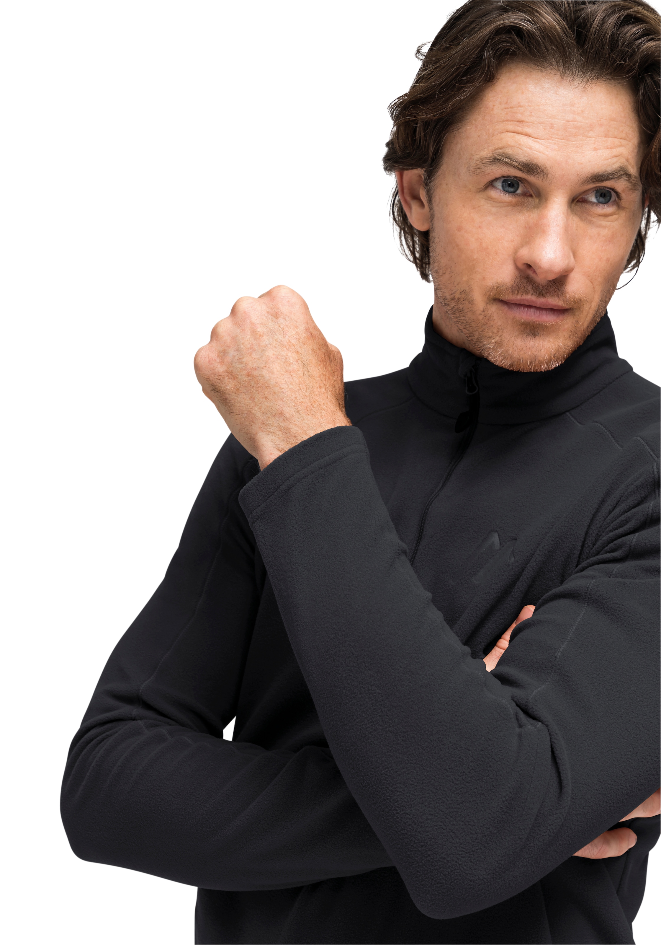 Maier Sports Pull en polaire »Dennis«, polaire homme, couche intermédiaire fonctionnelle, demi-zip, coupe régulière
