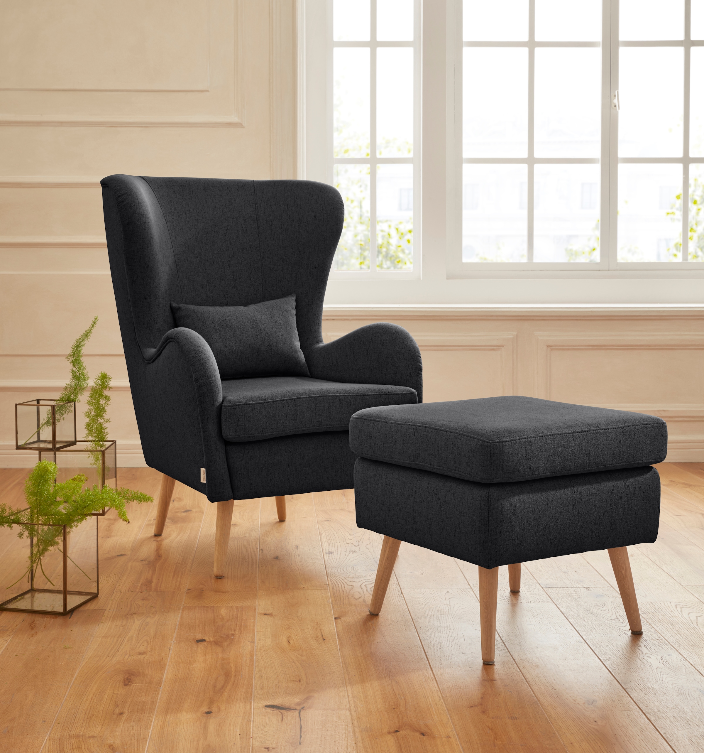 Image of Home affaire Sessel "Sallito, TV-Sessel, Ohrensessel mit" Hocker, in vielen Bezugsqualitäten, auch in Samtcord