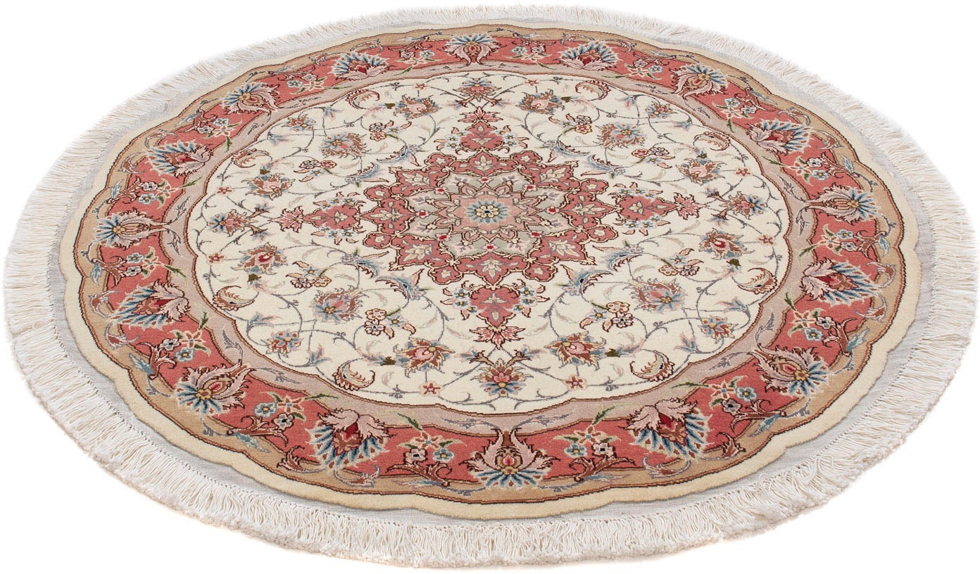 Image of morgenland Orientteppich »Perser - Täbriz - Royal rund - 98 x 98 cm - beige«, rund, 7 mm Höhe, Wohnzimmer, Handgeknüpft, Einzelstück mit Zertifikat bei Ackermann Versand Schweiz