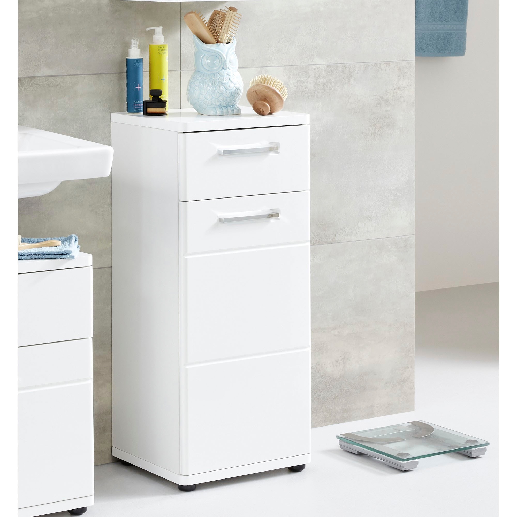 welltime Unterschrank »Mora«, Standschrank mit 1 Tür & 1 Schublade - (B/T/H) 37/34/87 cm