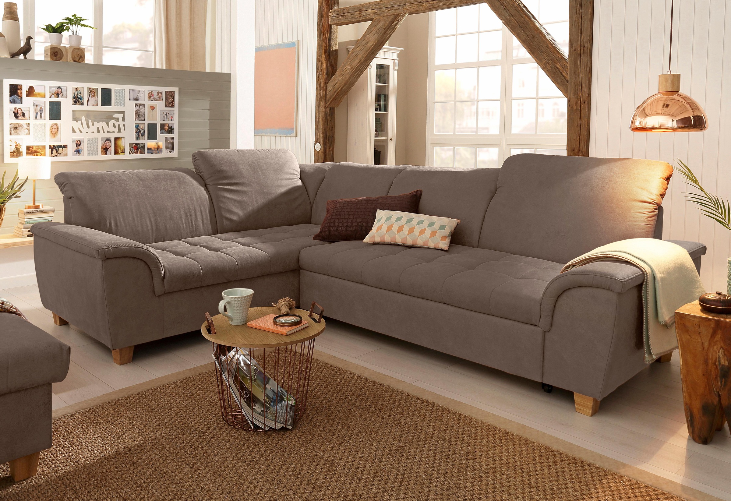 Image of Home affaire Ecksofa "Lyla fester Sitzkomfort, bequeme Armlehnen, Breite 275cm, L-Form" wahlweise mit Rückenfunktion und Bettfunktion