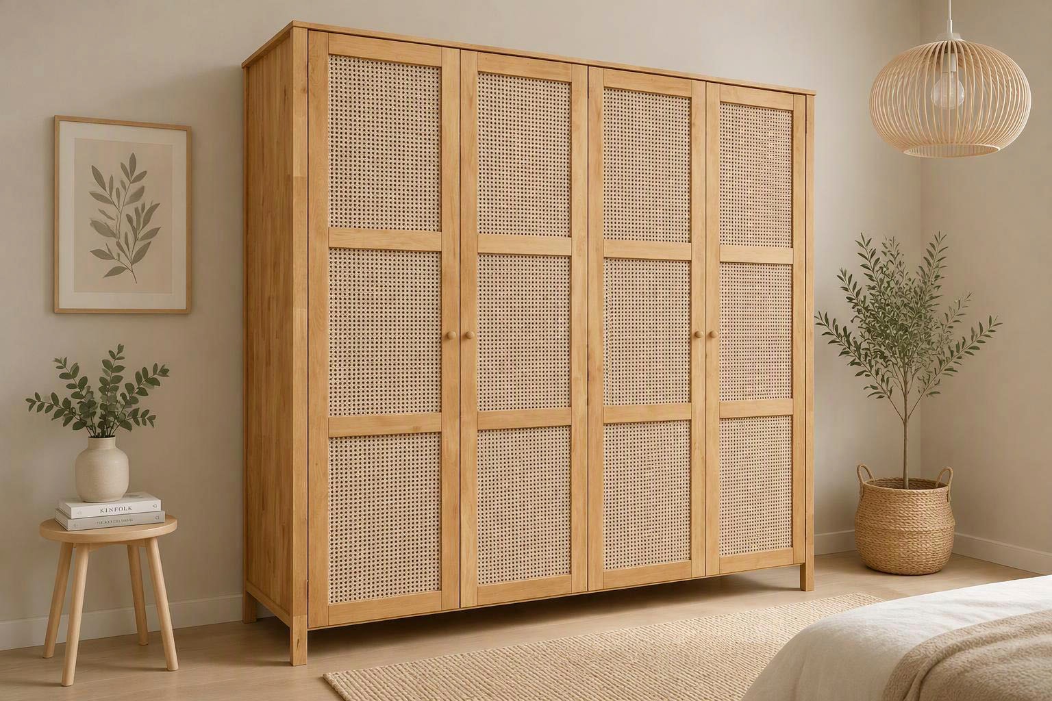 GOODproduct Kleiderschrank »Hällevik Eiche - aus FSC® Massivholz, Wiener Geflecht« Massive FSC®-zertifizierte Eiche geölt, Fronten  mit Wiener Geflecht
