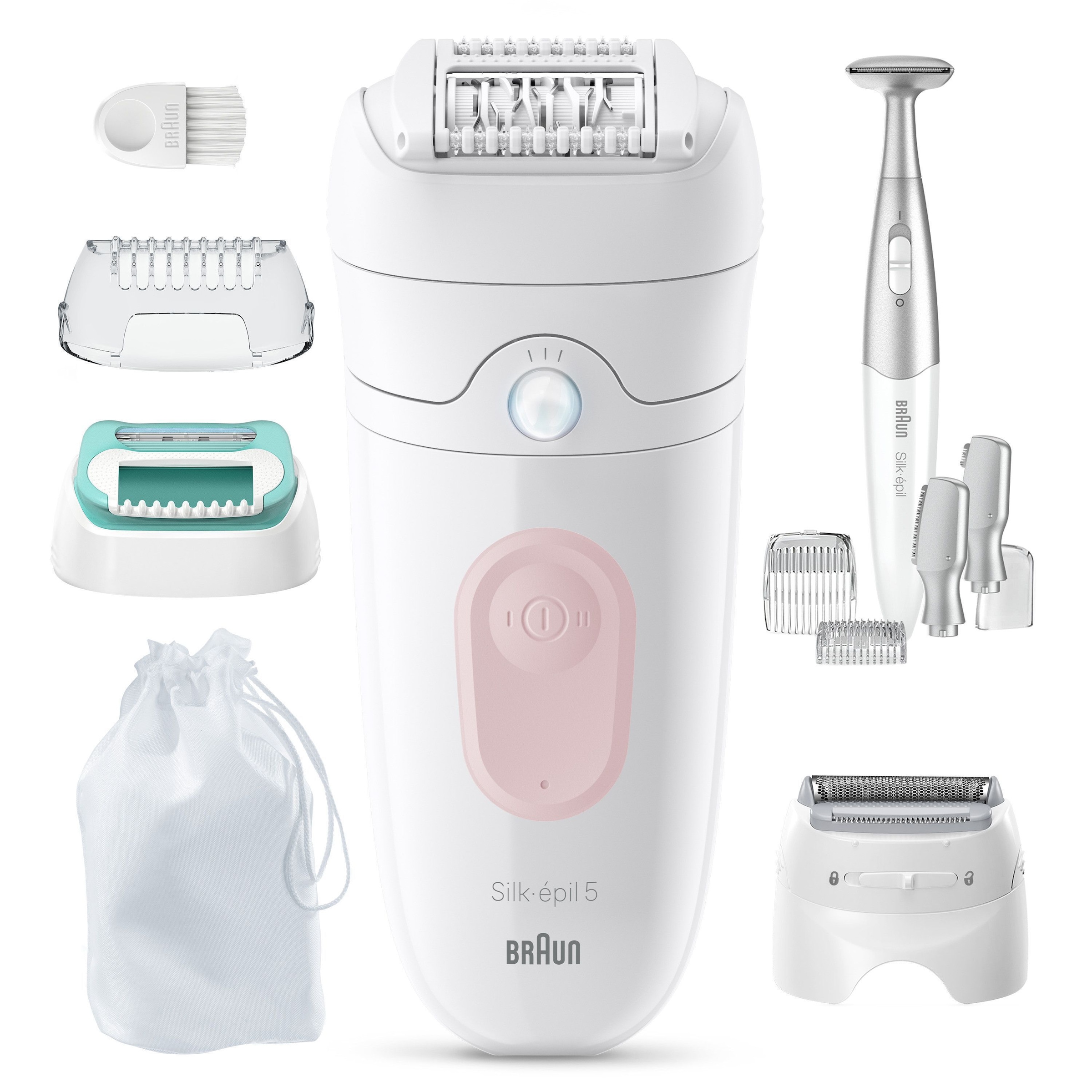 Braun Epilierer »Silk-épil 5 SE5-251 (Modell 2026) 5-060 (Modell 2025)« mit Rasieraufsatz, Trimmeraufsatz und Peeling Aufsätzen