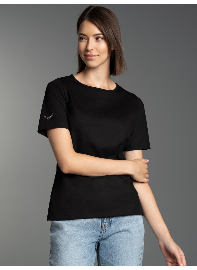 Trigema T-Shirt »TRIGEMA T-Shirt DELUXE Baumwolle mit Kristallsteinen« 1 Stk.