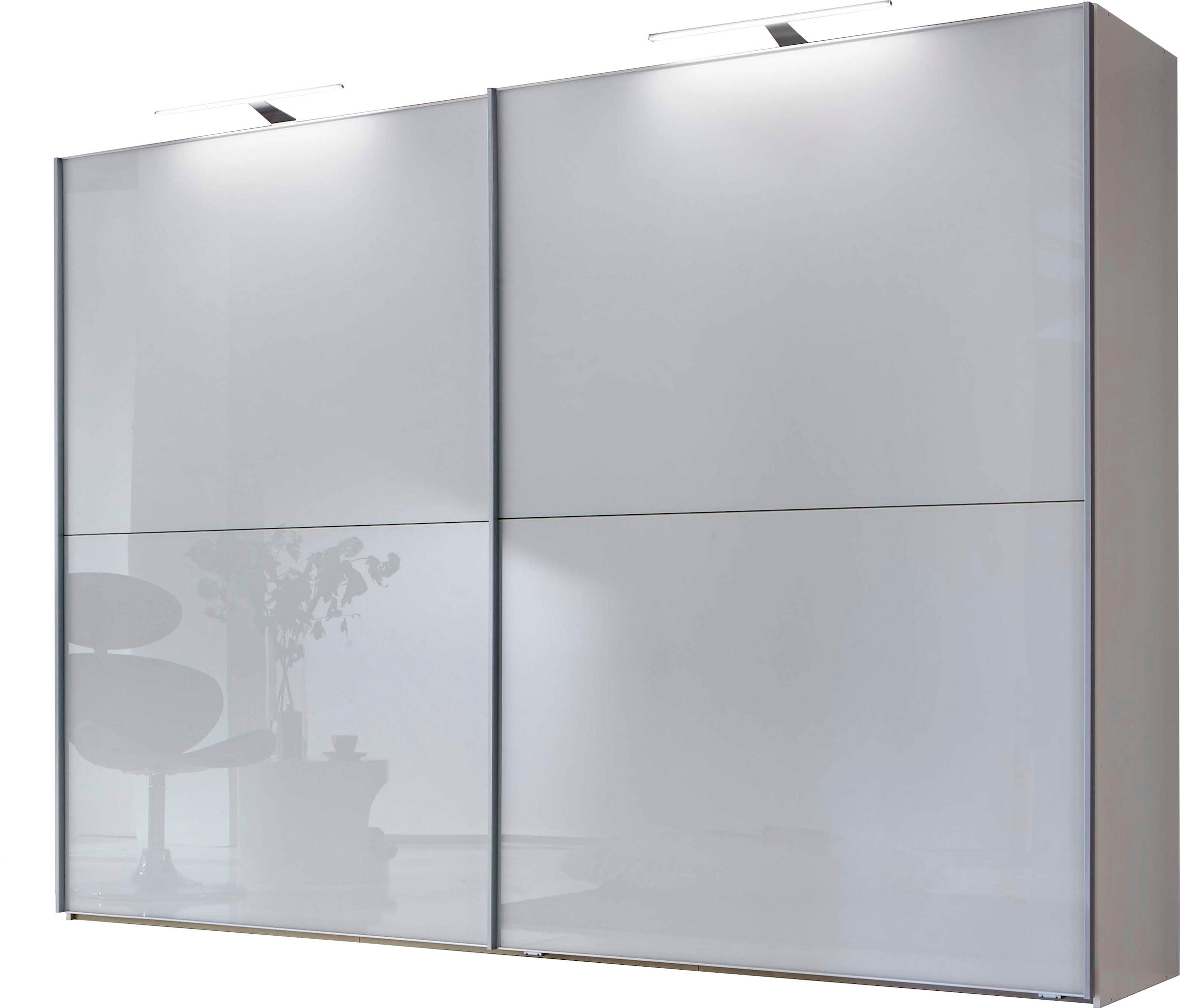 Image of WIEMANN Schwebetürenschrank "Orion, Kleiderschrank, Schrank, Wäscheschrank, mit Schiebetüren" hochwertige Glasfront, variable Inneneinteilung, stilvolle Optik