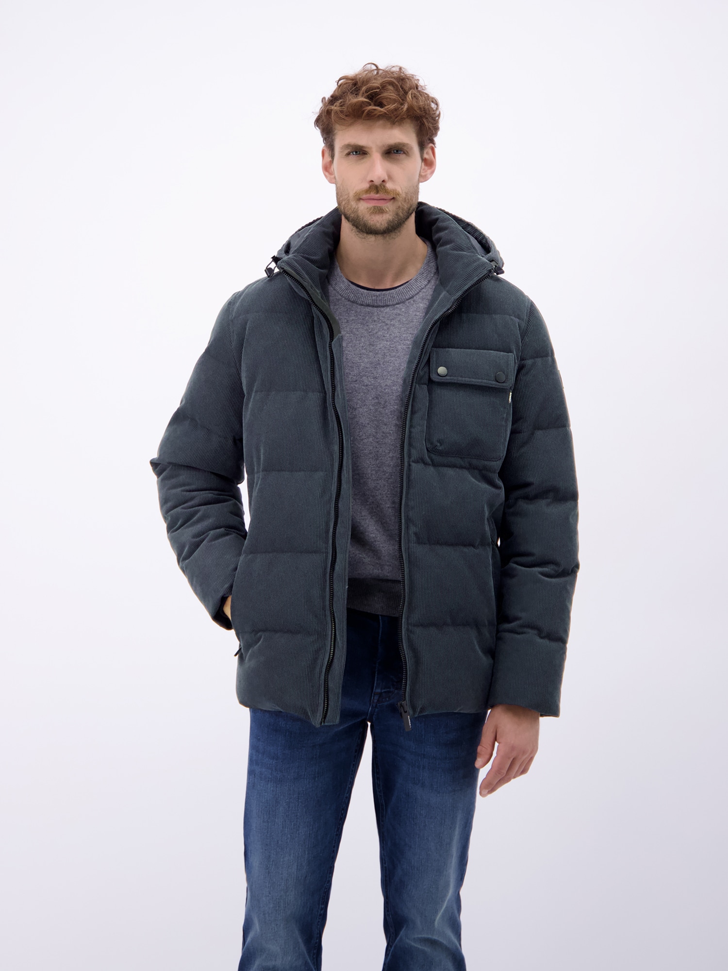 Image of LERROS Winterjacke "Herren Steppjacke in funktionaler Cord-Optik" mit Kapuze