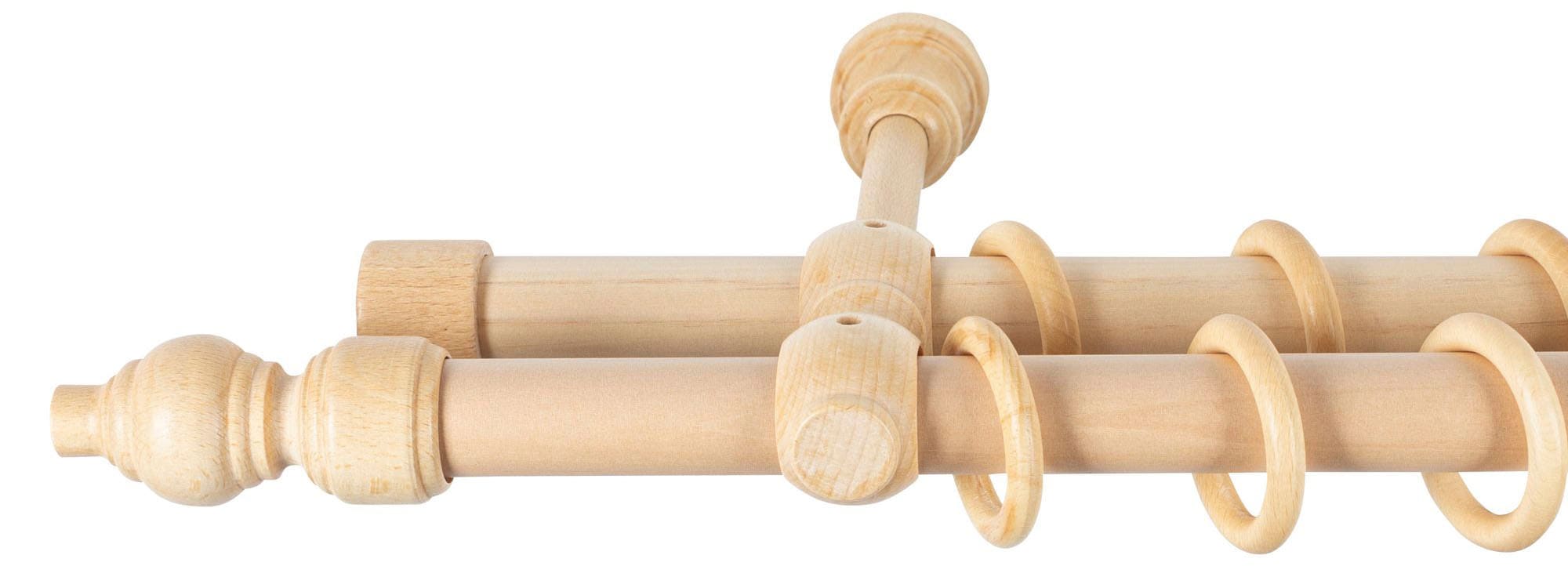SN DECO GROUP Gardinenstange »Filigrano«, 2 läufig-läufig, Fixmass, 28 mm, Holz, verschiedene Längen und Farben, Komplettset