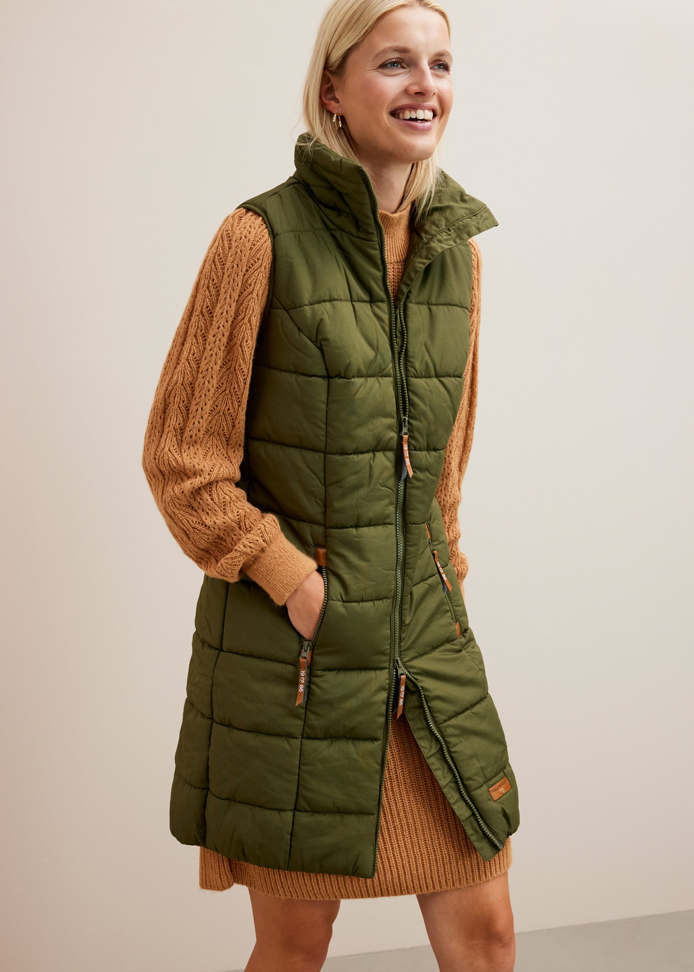 bonprix Gilet long Longweste mit Stehkragen