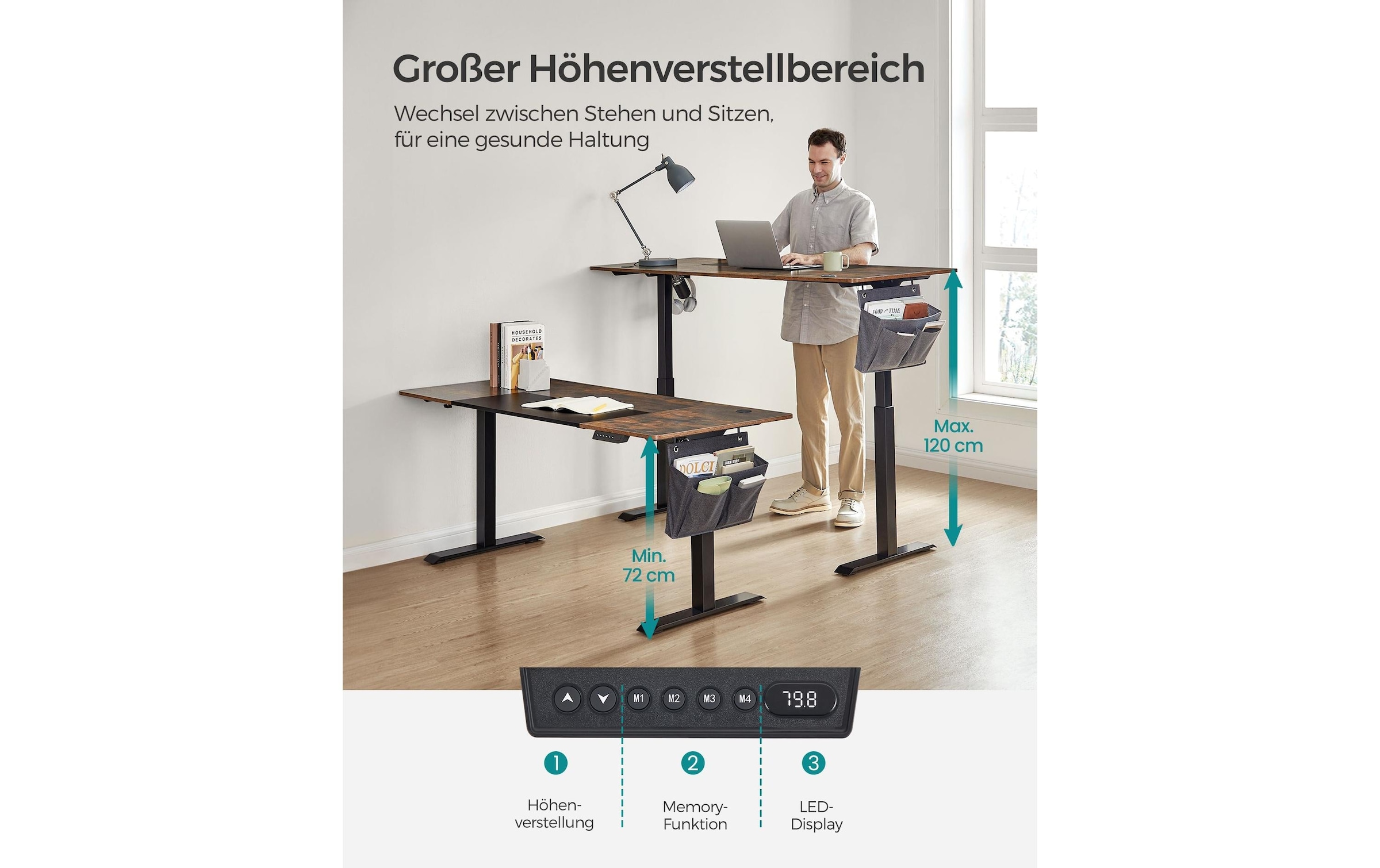 SONGMICS Stehtisch »Vintagebraun – 160 x 70 cm«