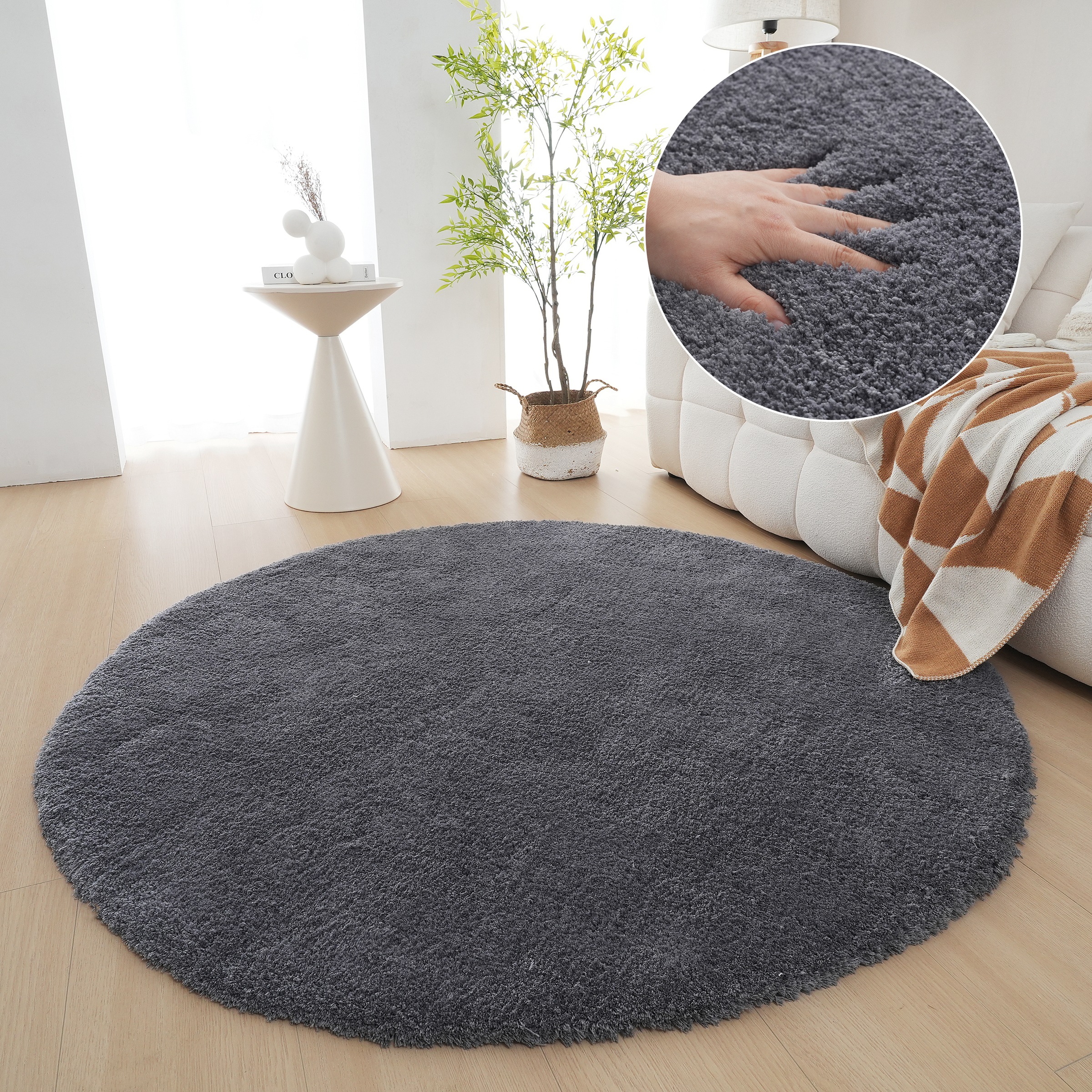 Image of GOODproduct Hochflor-Teppich "Microfaser Teppich Magong, besonders weich, sehr feiner Flor" rund 30 mm Höhe unifarben, weiche Teppiche, Wohnzimmer, Schlafzimmer, Kinderzimmer