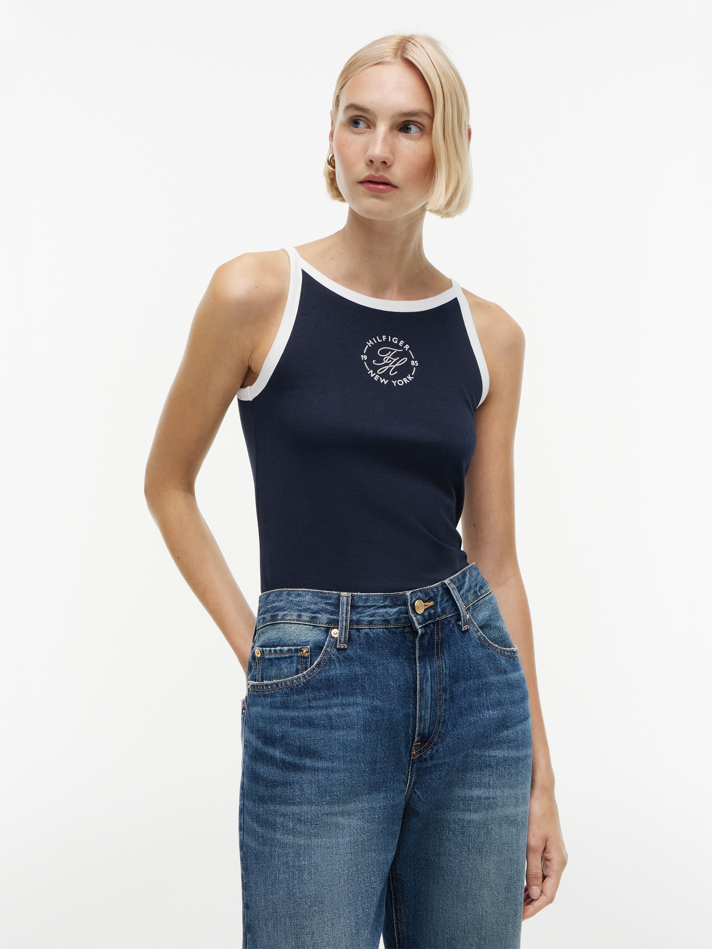 Image of Tommy Hilfiger Trägertop "TH ROUNDAL SLIM TANK TOP" Materialmix, Stretch, slim fit
