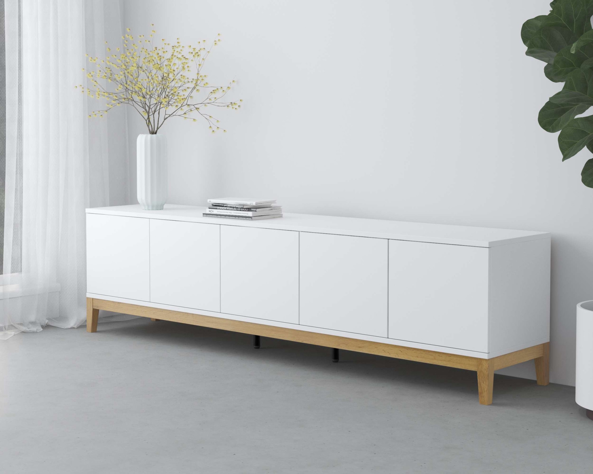 andas Lowboard »Maryd« TV-Kommode mit Kabeldurchführung, Push-to-Open Funktion, Breite 200 cm