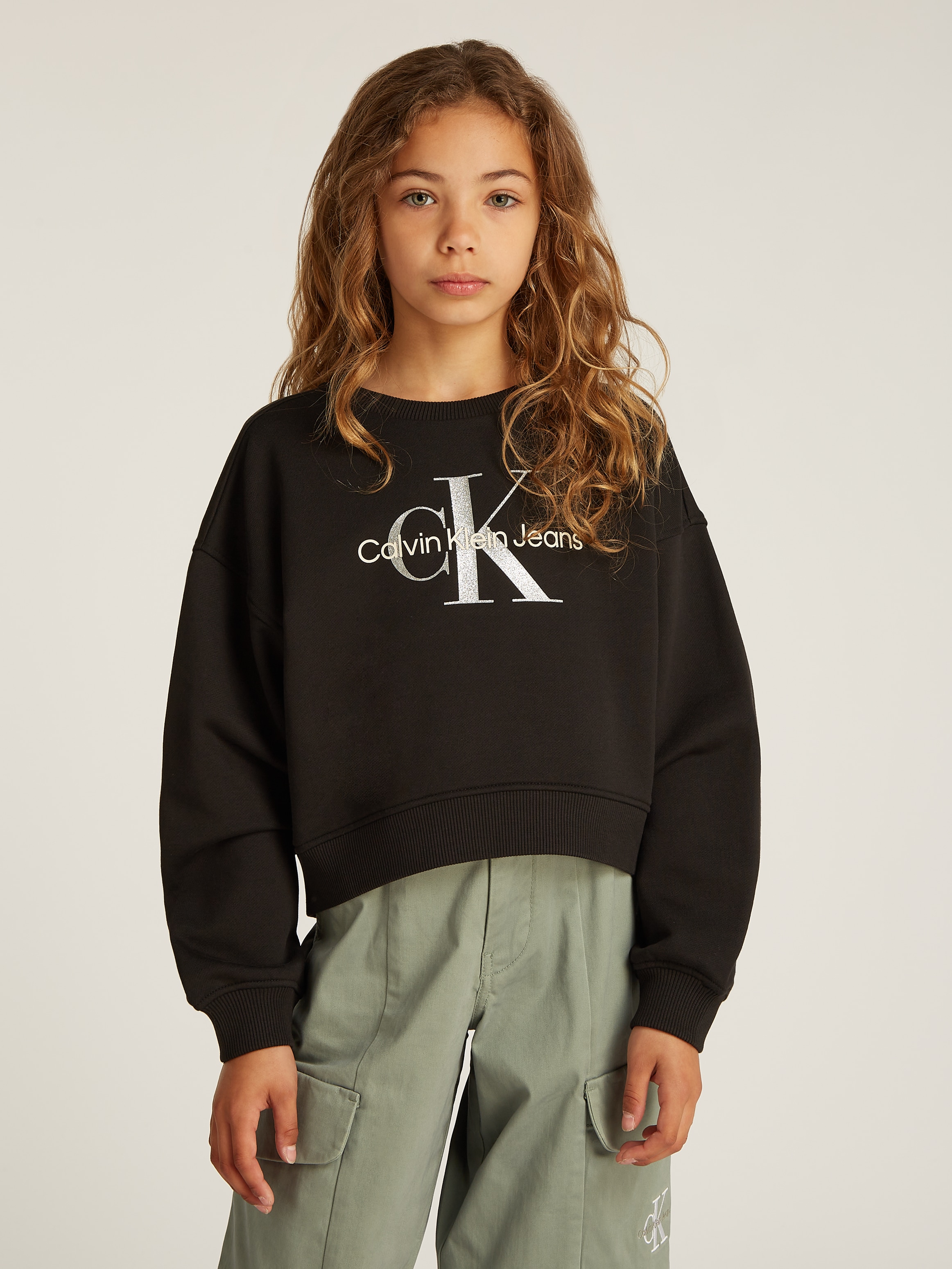 Image of Calvin Klein Sweatshirt "GLITTER MONOLOGO CN SWEATSHIRT", für Kinder bis 16 Jahre mit Logoschriftzug