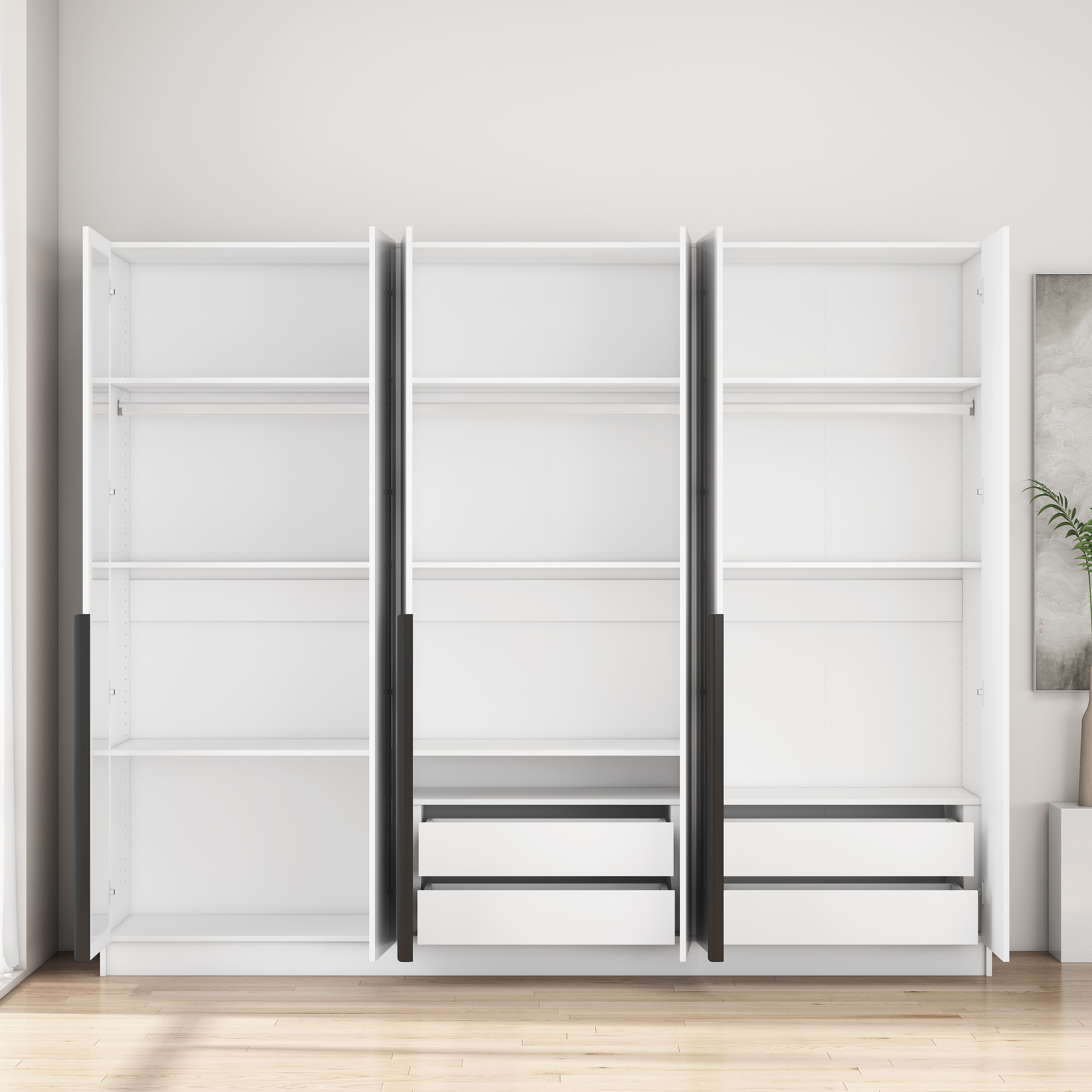 GOODproduct Armoires à vêtements »Annor Schlafzimmerschrank Breite 242cm hochglanz Schrank Garderobe« Armoire à portes battantes avec aménagement intérieur parfait - poignées de porte élégantes