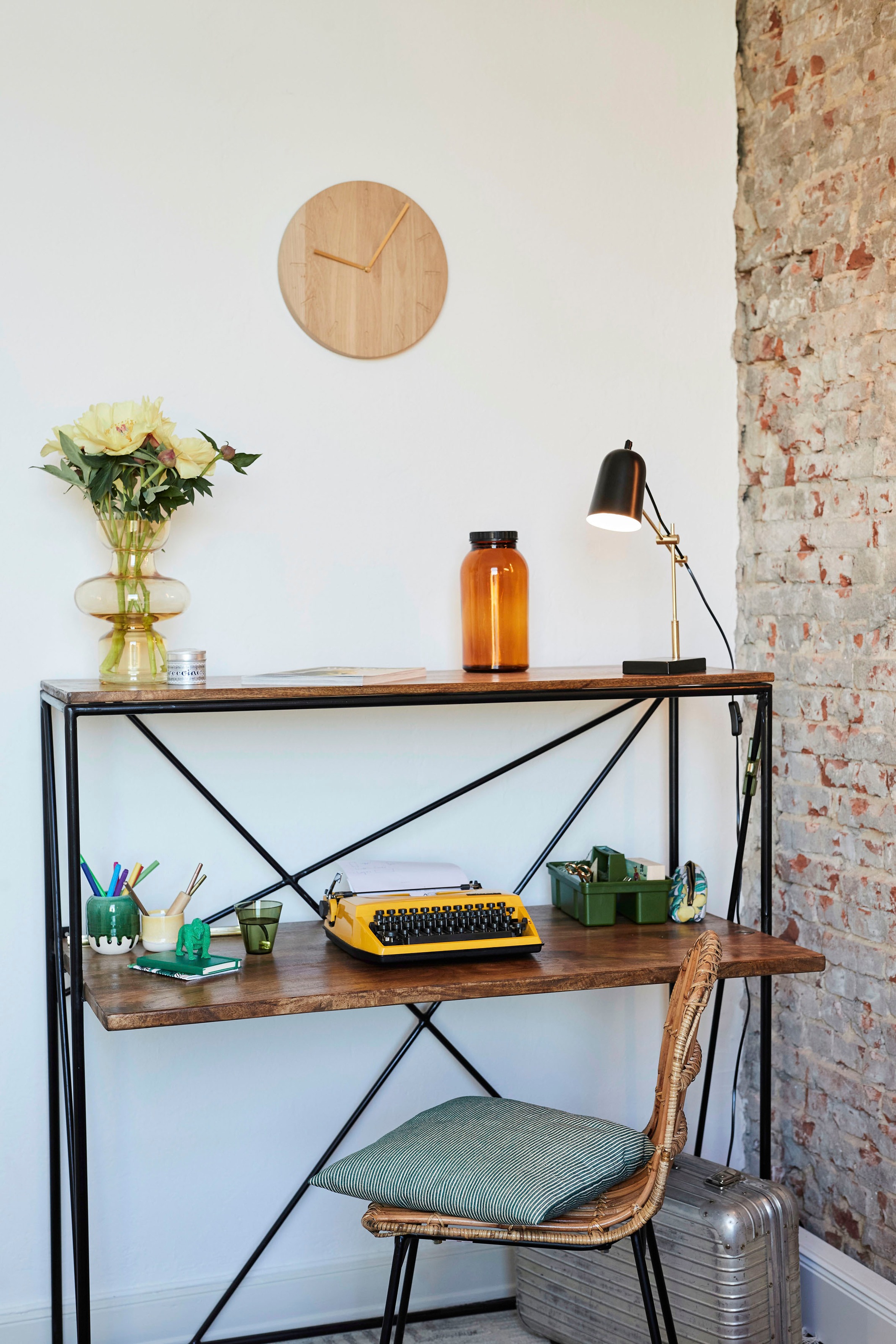 SIT Sekretär »T-NEST SHELF OFFICE LOW« mittelhohes, offenes Sekretärregal, aus Mangoholz und Metall