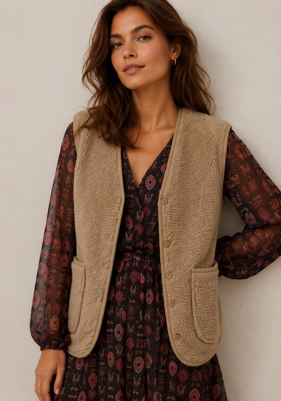 Image of Tamaris Kurzweste aus Teddy Fleece, mit Druckknöpfen
