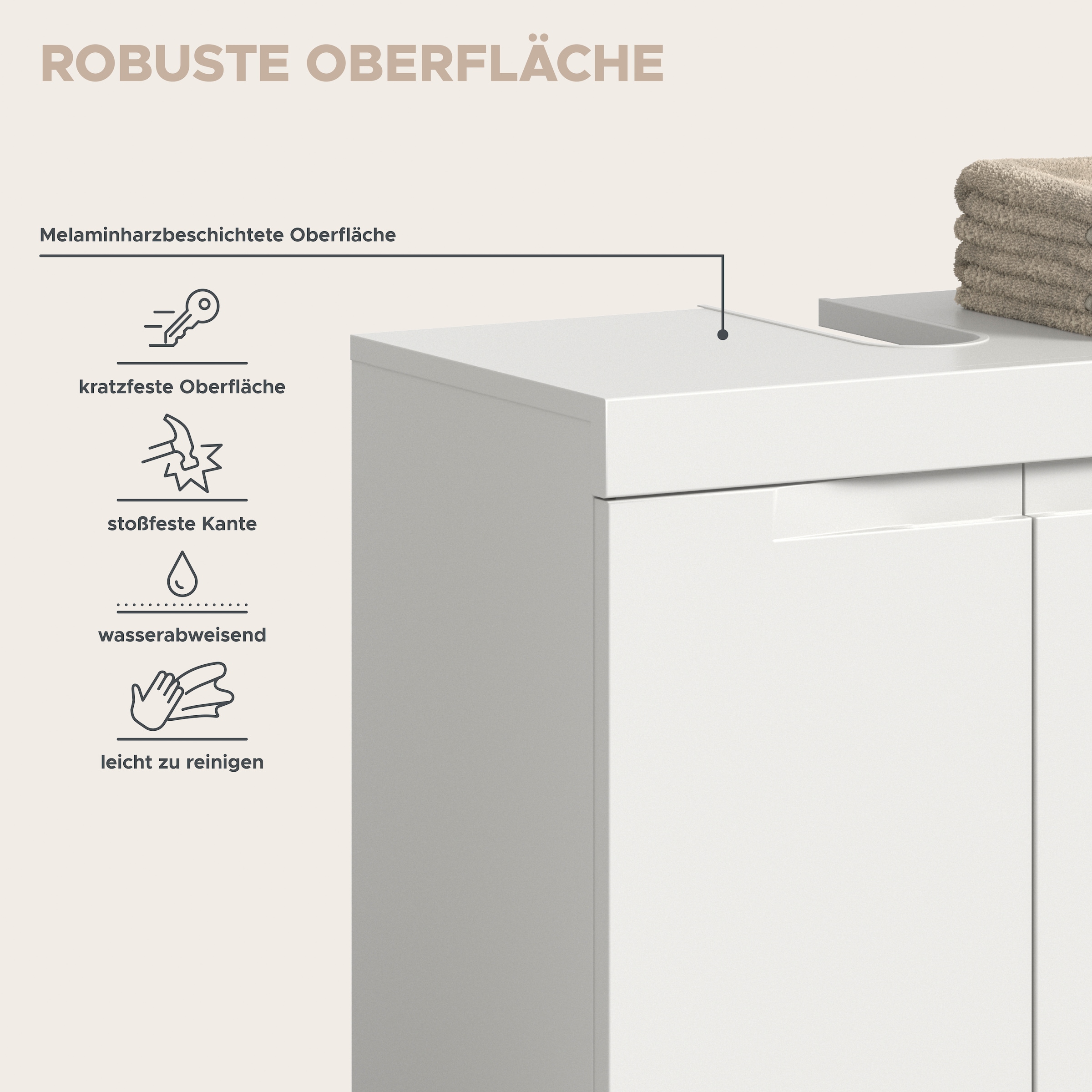 GOODproduct Waschbeckenunterschrank »MAOI, Breite 60cm, 2 Türen, 2 Fächer, 1 Einlegeboden« Badezimmerschrank, Unterschrank, Kommode, WBU, Bad, Badezimmer
