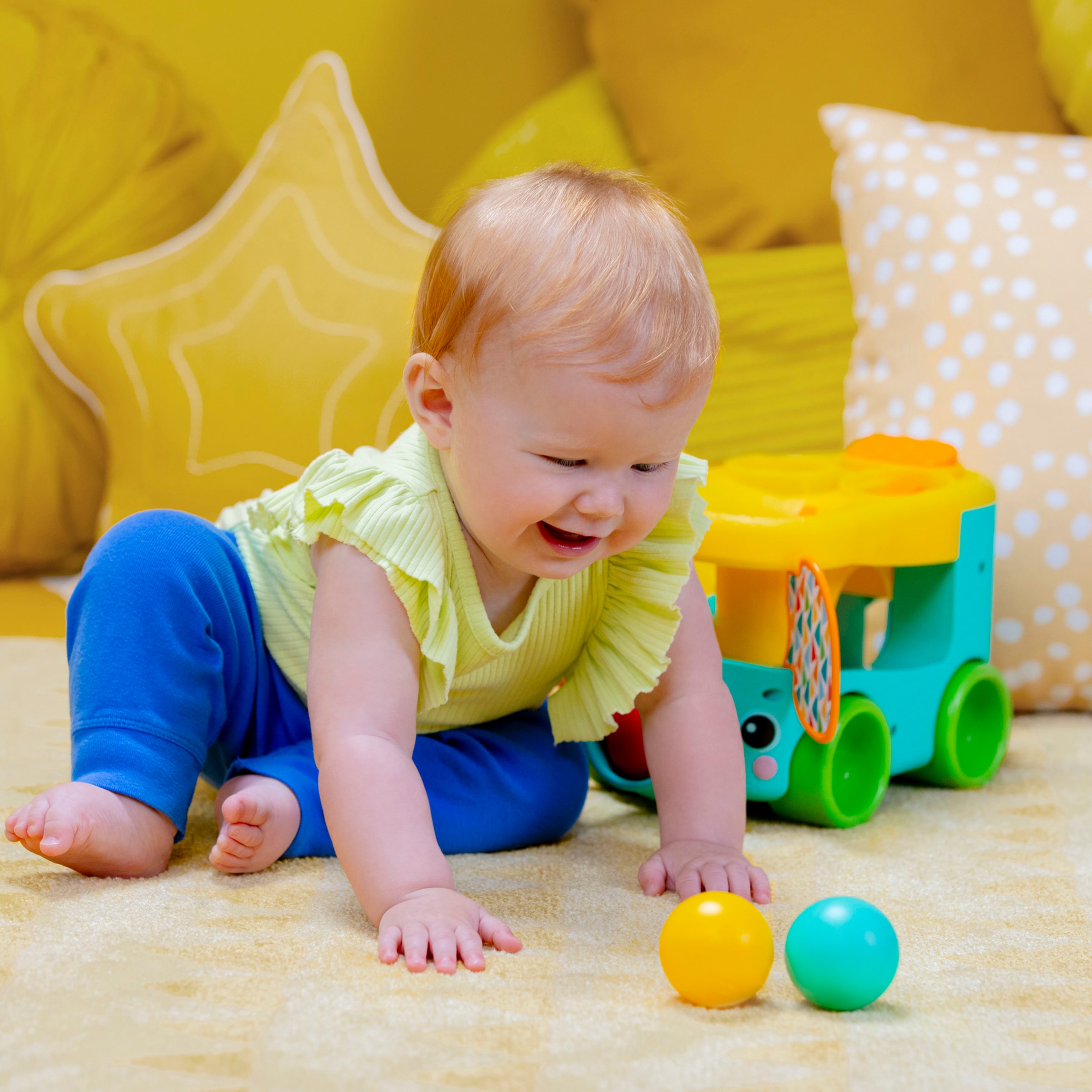 Bright Starts Jouets éducatifs »Pop & Roll Safari Bus  Ball Play Toy« mit Licht und Sound