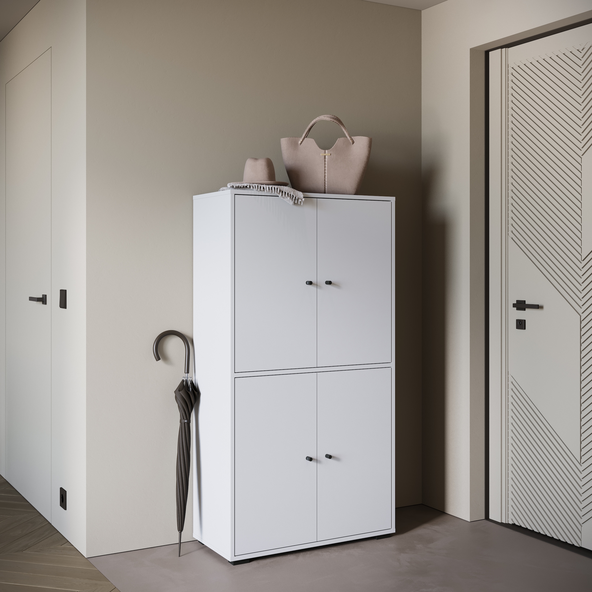 Home affaire Armoire à chaussures »Schuhkommode Dino« espace de rangement avec 4 portes et étagères réglables, largeur 70 cm