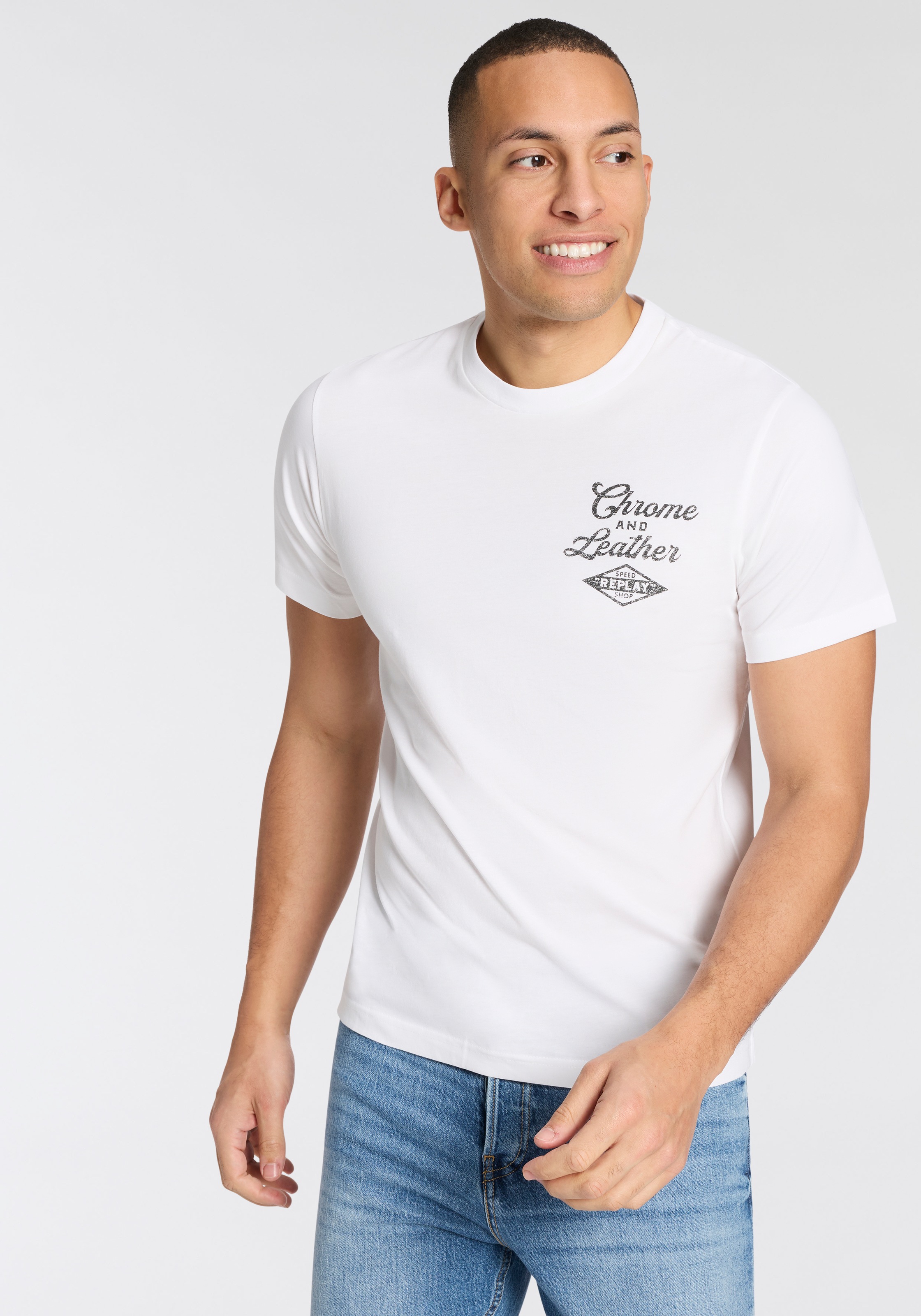 Replay T-Shirt mit Print, Rundhalsausschnitt