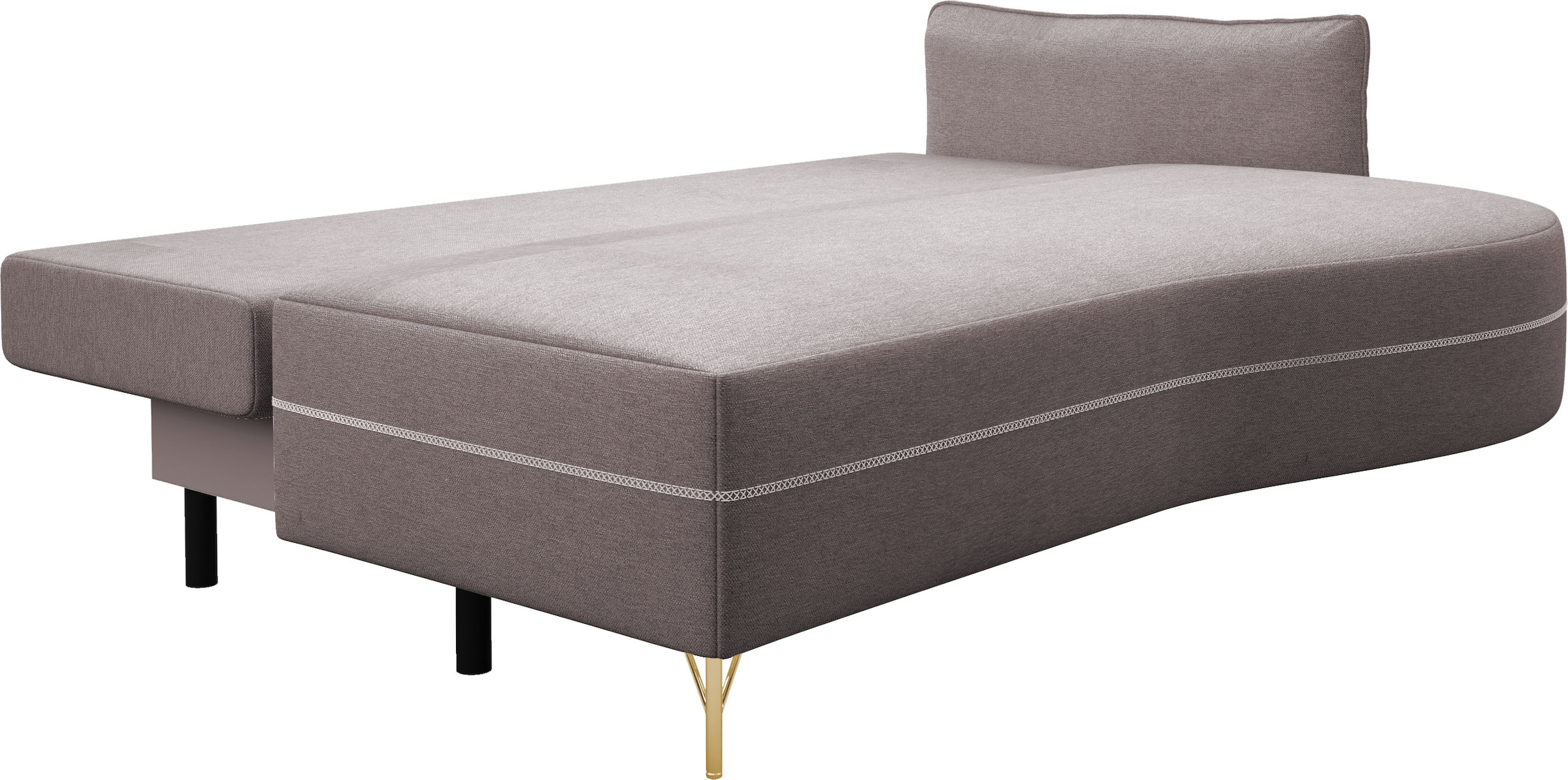 exxpo - sofa fashion Loungesofa »mit toller Kontrastnaht, Solitärmöbel, bequem, schmale Armlehne«, Schlafsofa mit Bettfunktion und Bettkasten, komfortabler Federkern