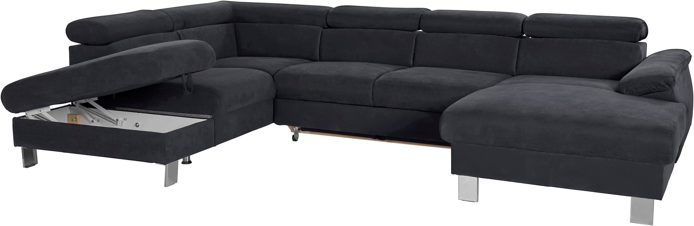 COTTA Polstergarnitur »Komaris U-Form«, (Set), Set bestehend aus: Wohnlandschaft mit Kopfteilverstellung & Hocker