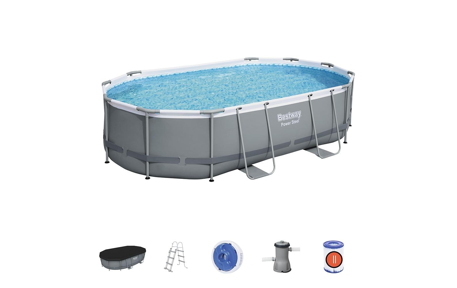 Bestway Pool »Power Steel Frame Komplett-Set 488 x 305 347 x107cm«