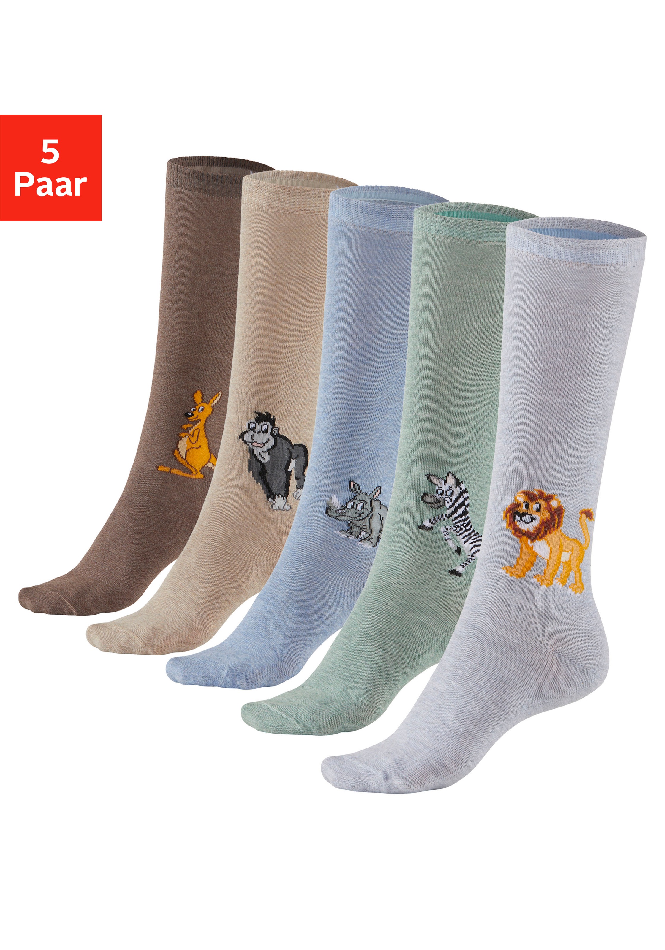 H.I.S Kniestrümpfe, (Packung, 5 Paar), mit eingestricktem Moriv