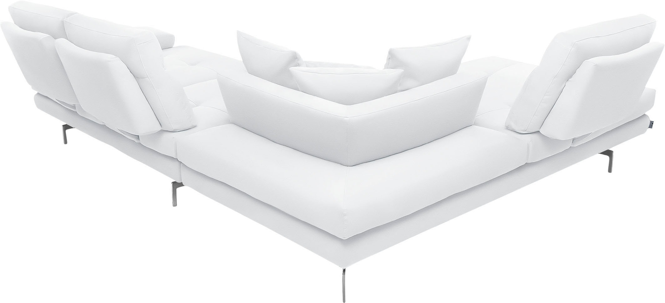 CALIA ITALIA Ecksofa »Toby Wing, L-Form, Designsofa mit sensationellem Sitzkomfort«, Sitztiefenverstell.,wahlw. mit Kissen-Set, Füsse chrom glänzend