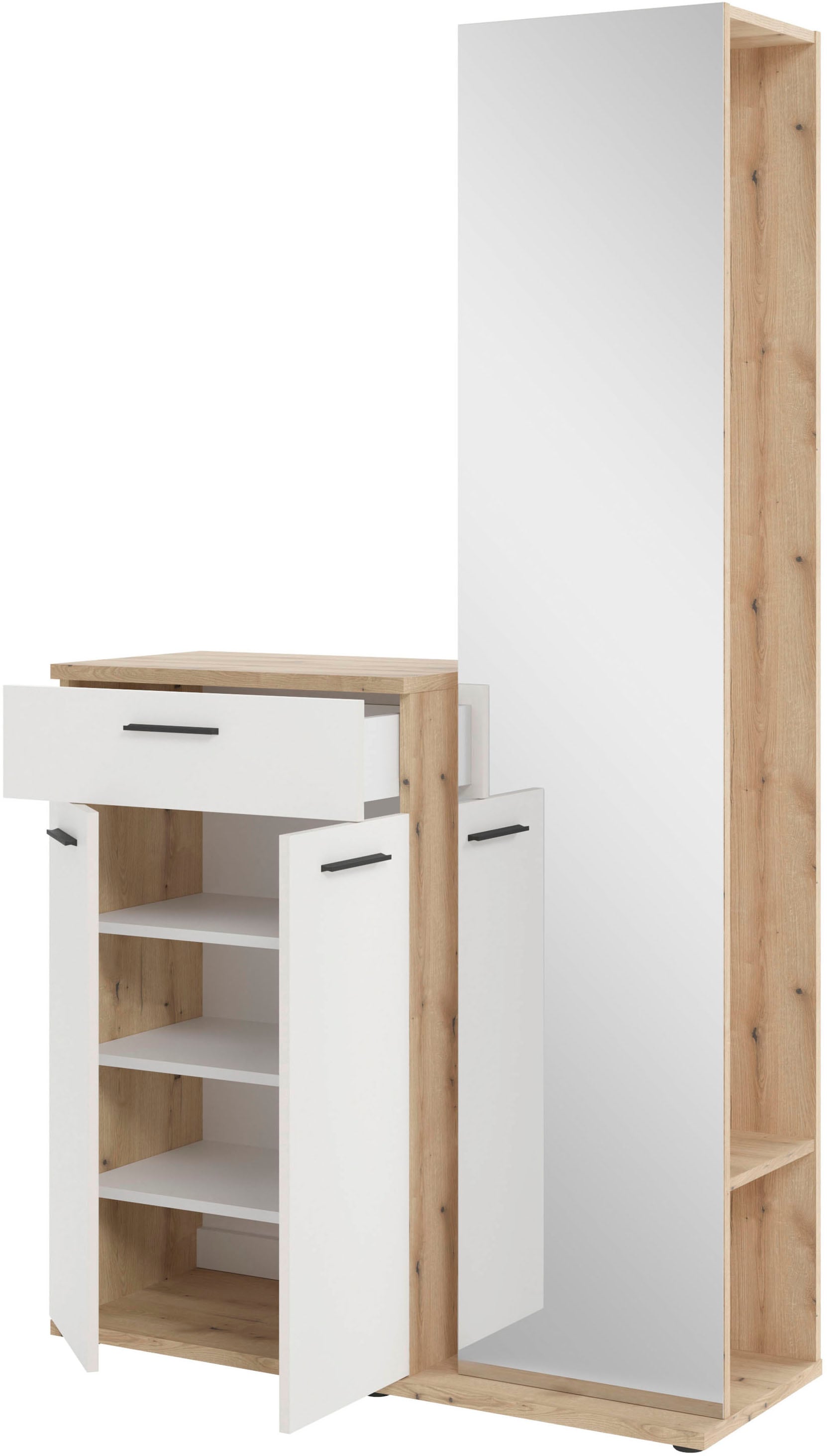HBZ Garderoben-Set »Kompaktgarderobe, BxHxT 105x188x38 cm mit Spiegel«, (2 St.), Breite 105cm, Softclose, Melaminbeschichtet