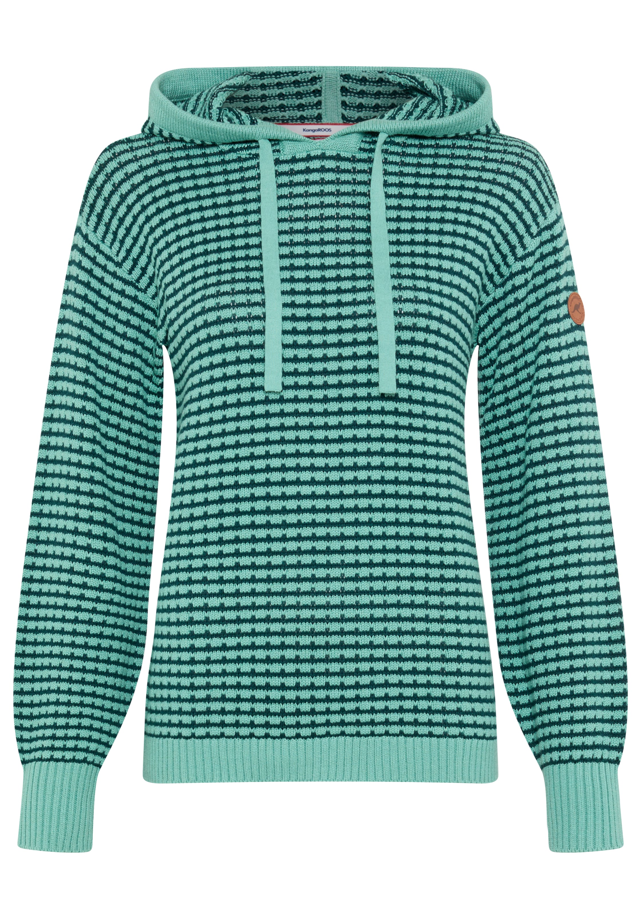 KangaROOS Strickpullover mit Kapuze und Kordelzug, Oversize-Passform, hüftlange Schnittform