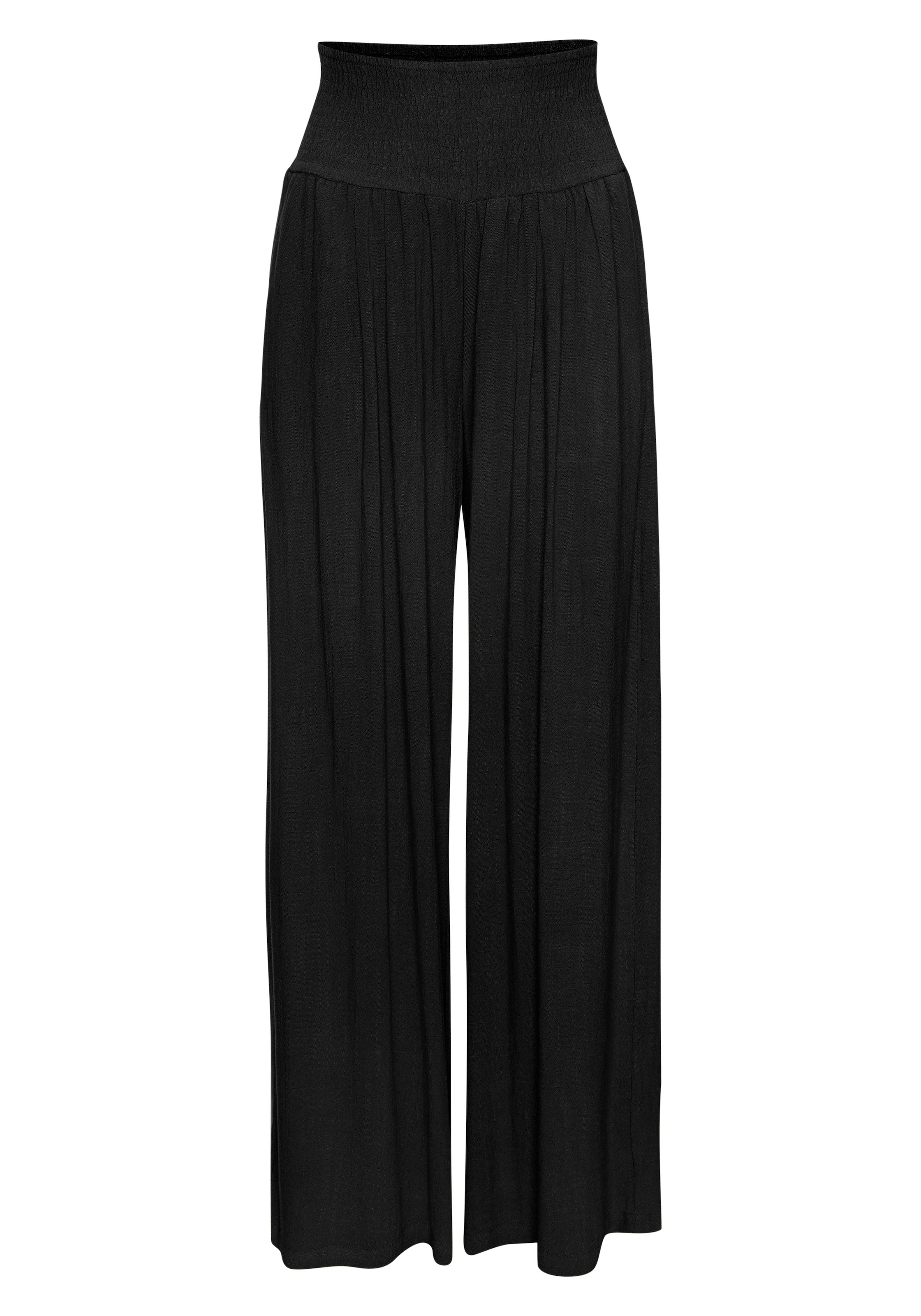 French Connection Pantalon en lin »mit hohem Smokbund«  pantalon palazzo large pour l'été, pantalon ample à enfiler, pantalon de plage