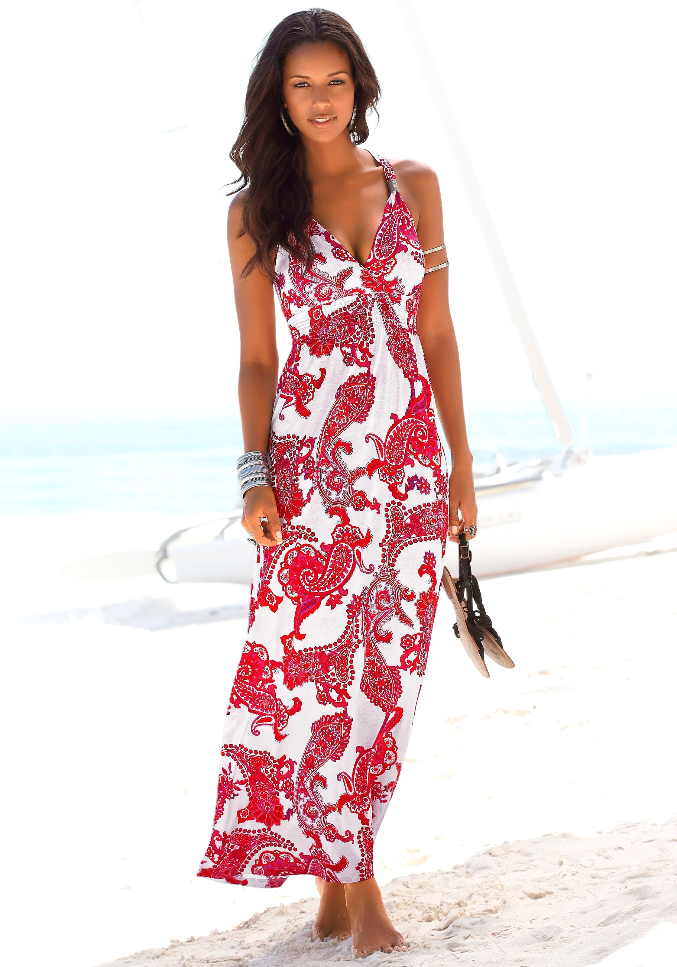 Maxikleid, mit verstellbarem Ausschnitt, Sommerkleid, Strandkleid