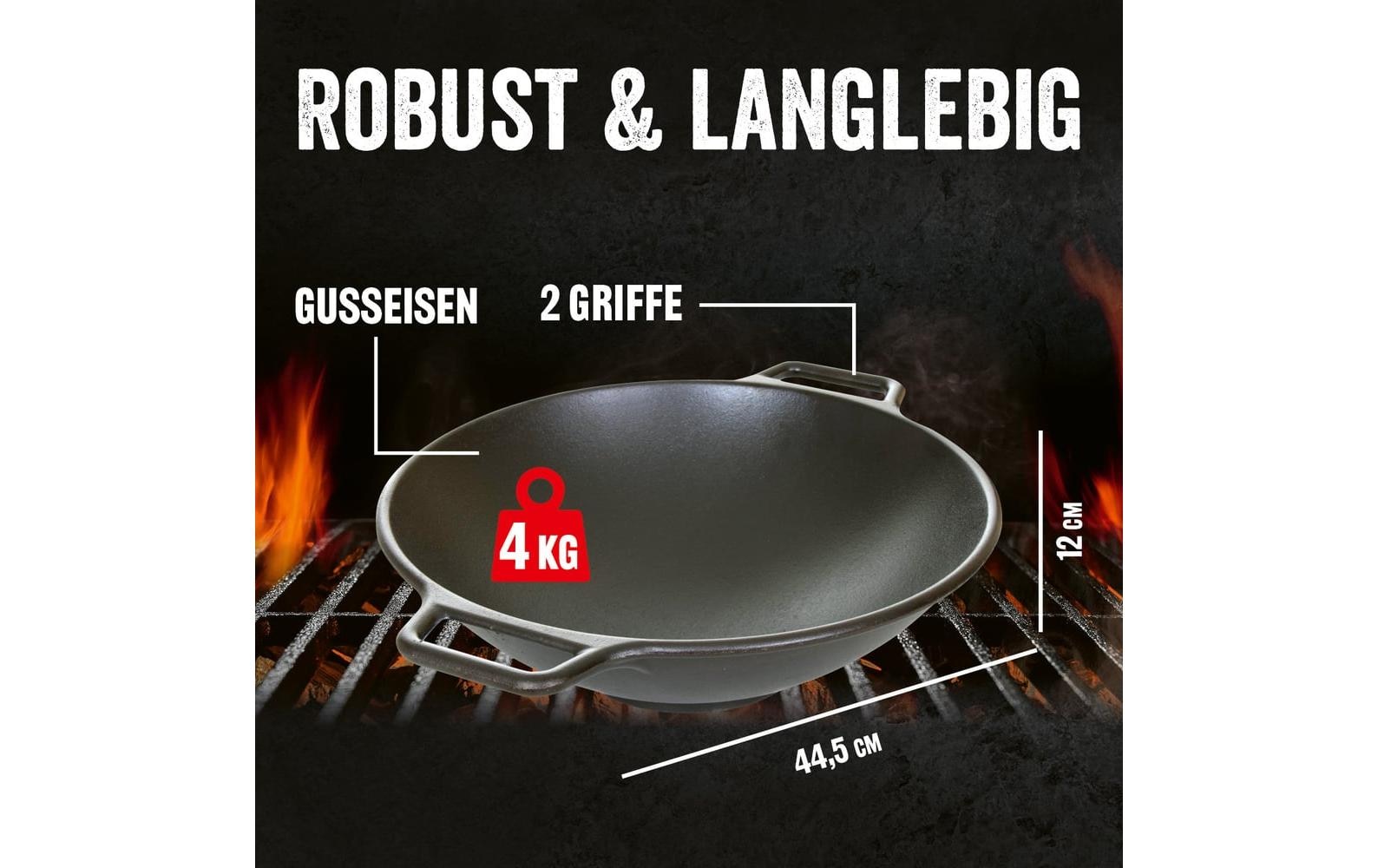 LANDMANN Wok »Grill-Wok Pure - Pfanne aus Gusseisen« Gusseisen