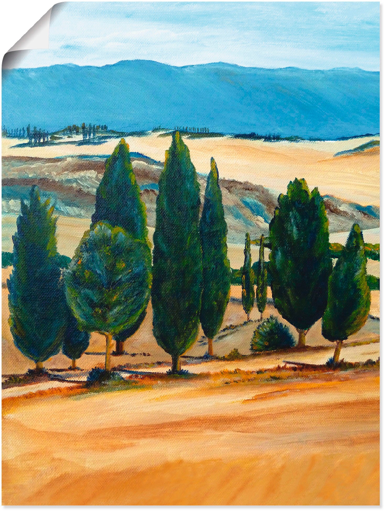 Image of Artland Wandbild »Sommer in der Toskana (Ausschnitt links)«, Felder, (1 St.), in vielen Grössen & Produktarten - Alubild / Outdoorbild für den Aussenbereich, Leinwandbild, Poster, Wandaufkleber / Wandtattoo auch für Badezimmer geeignet bei Ackermann Versa