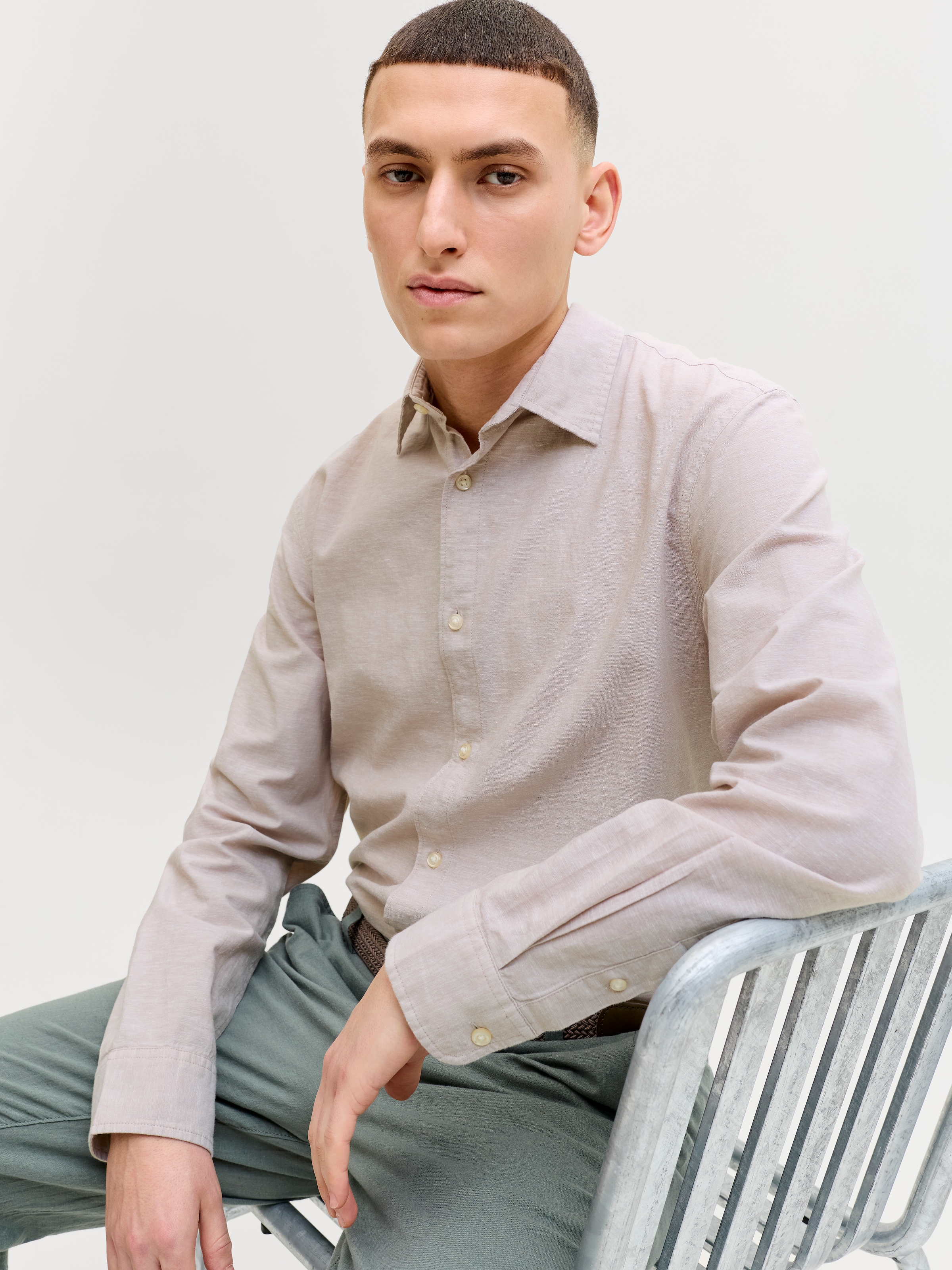 Jack & Jones Langarmhemd »JJEBREEZE LINEN BLEND SHIRT L/S SN« mit Knopfleiste