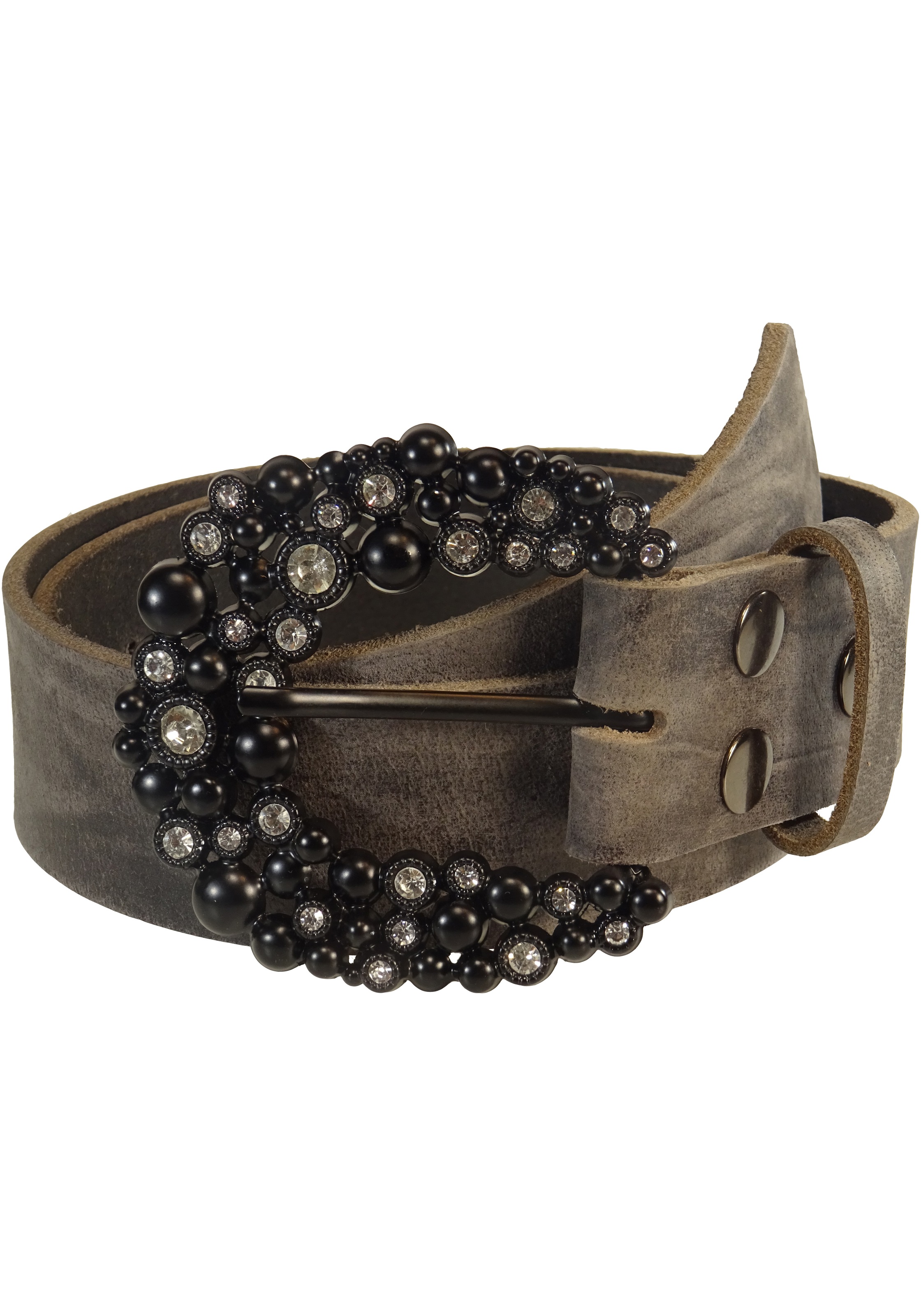 Image of Rettungsring Gürtel Ledergürtel mit austauschbarer Schliesse "Strass Dorn Schwarz"