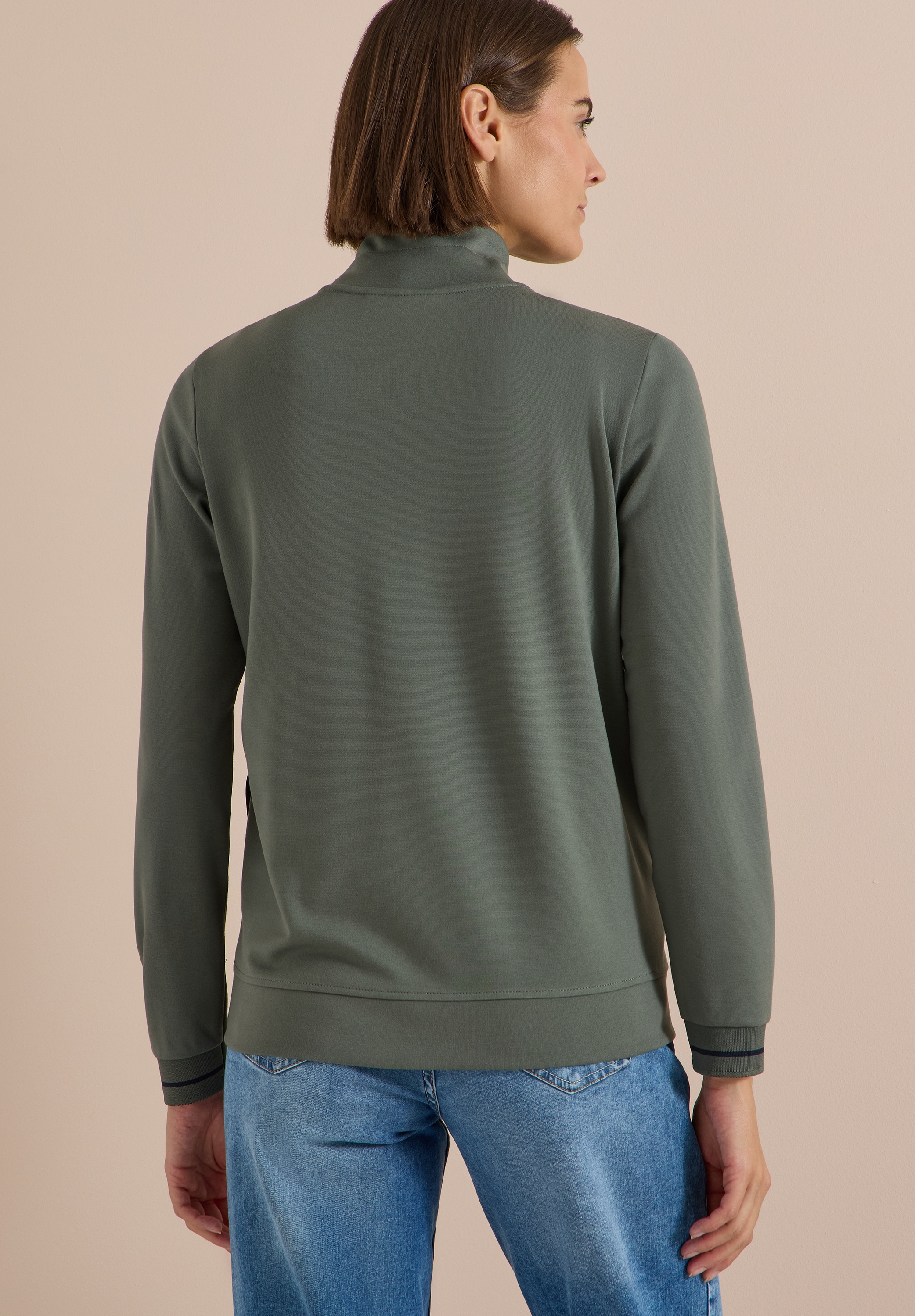 Cecil Veste sweat avec détails imprimé animal, col montant, mélange de viscose