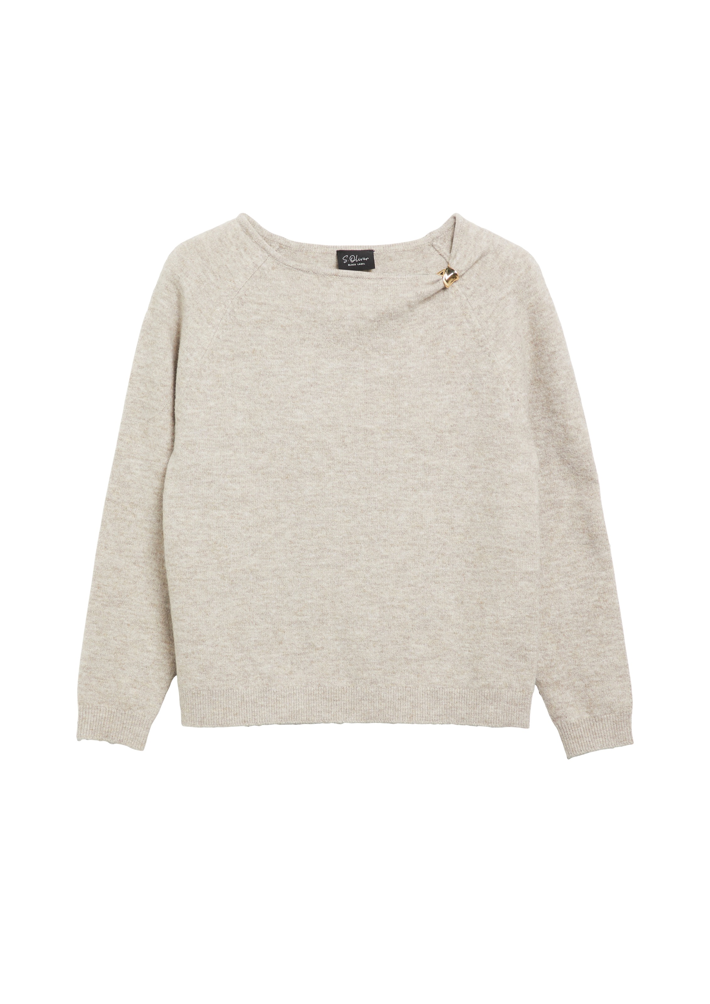 s.Oliver BLACK LABEL Strickpullover Langarm / U-Boot-Ausschnitt /  Zier-Element an der Schulter