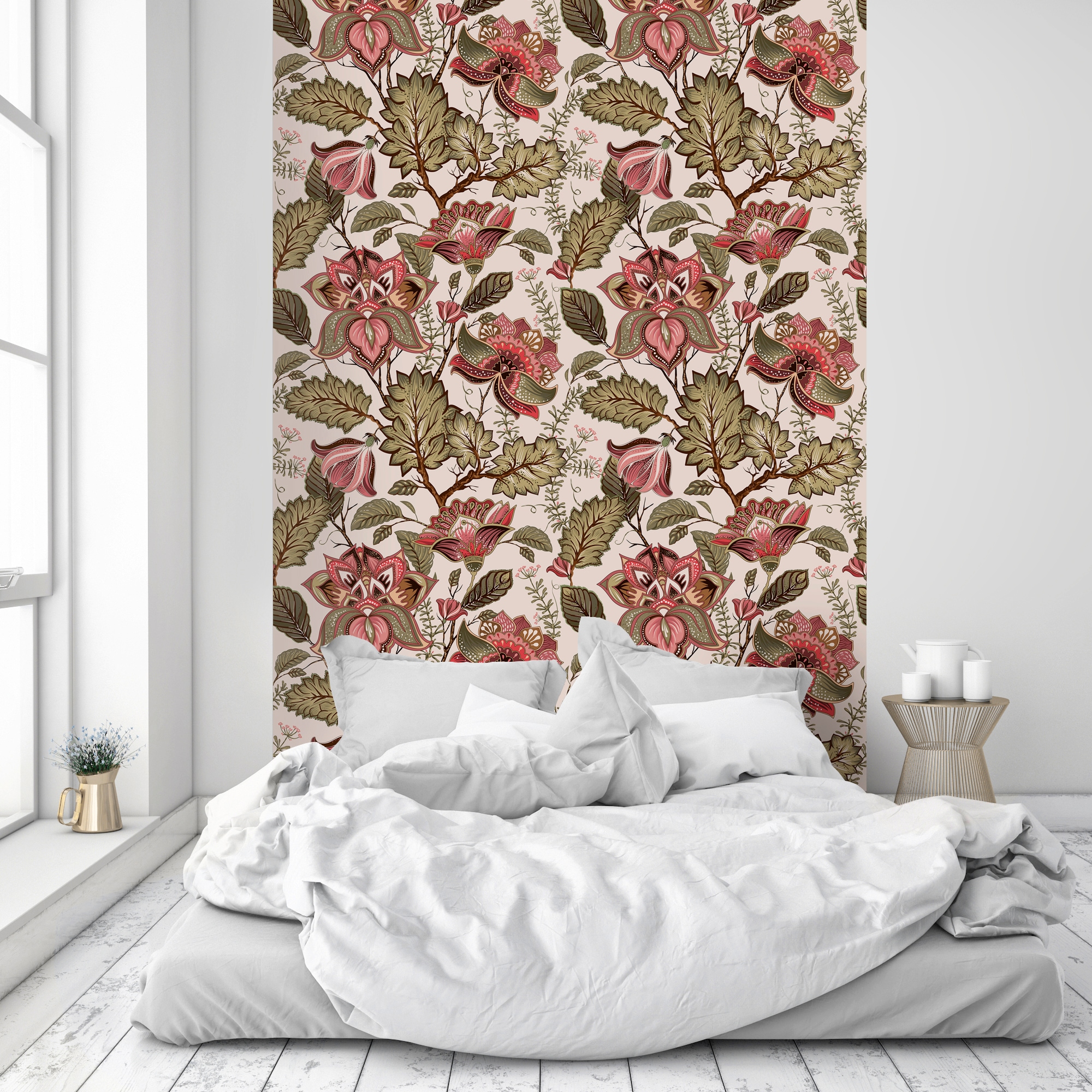 queence Papier peint vinyle »Maja« Motif | botanique | floral | imprimé | naturellement | à motifs 90x250cm, selbstklebend, kinderleichte Anbringung, , Sticker