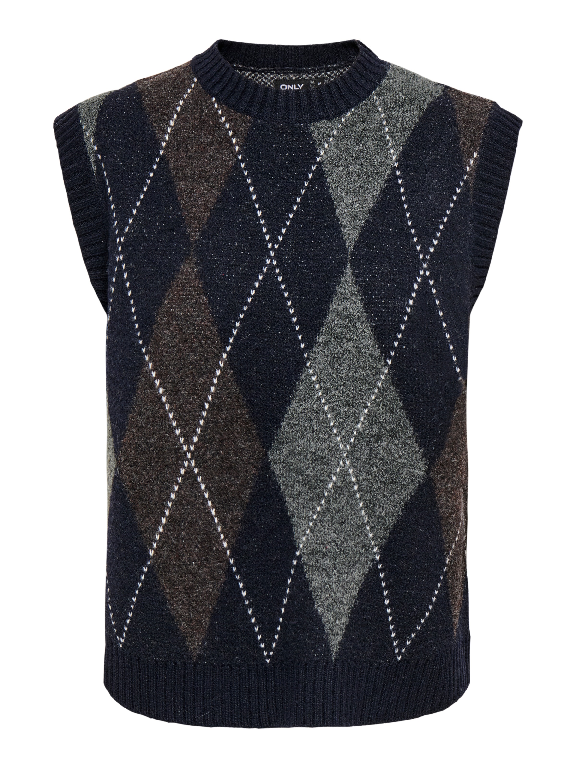 ONLY Pullunder »ONLRHOMBUS HARLEQUIN VEST KNT NOOS« Materialmix, regular fit