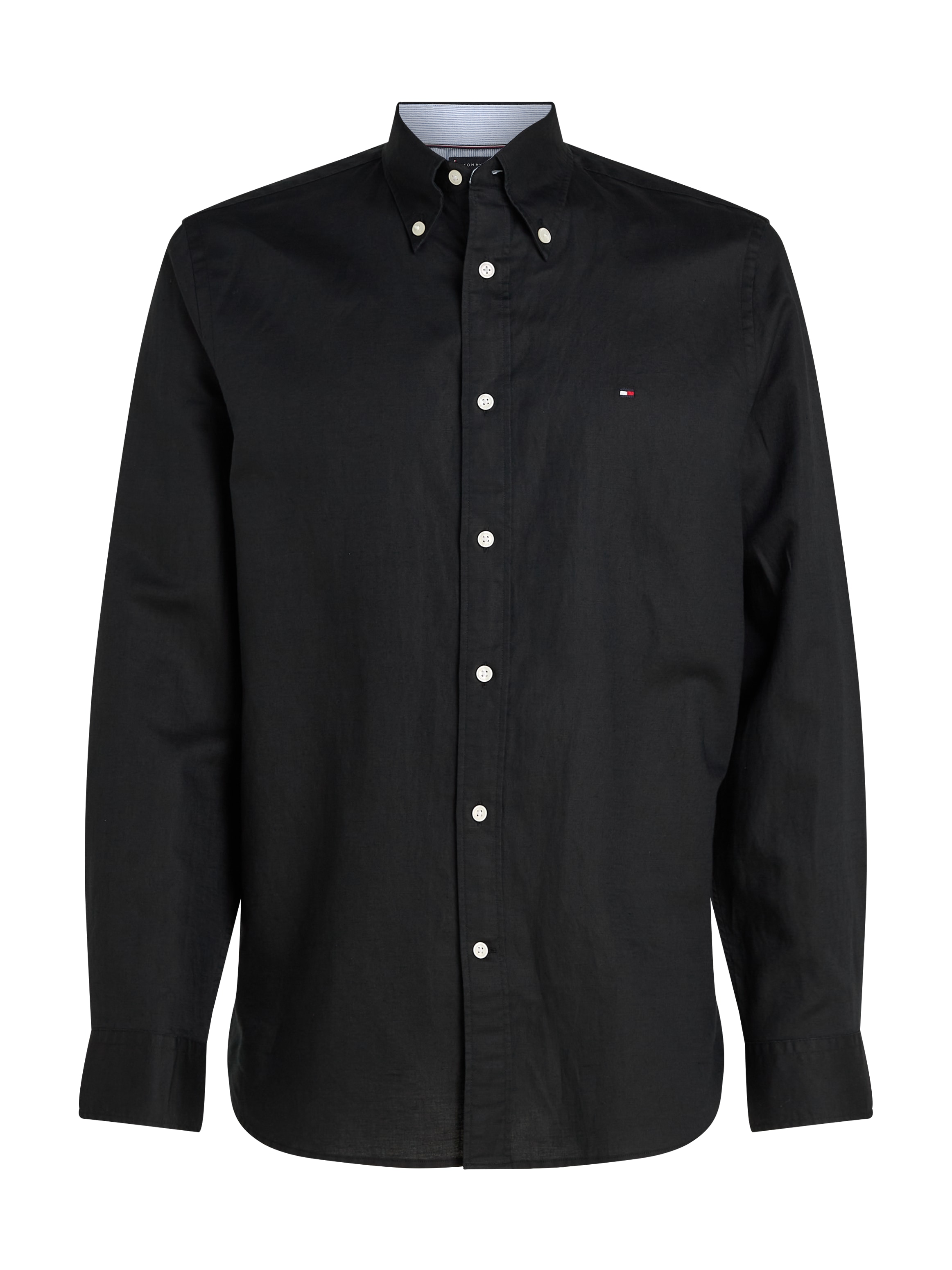 Tommy Hilfiger Langarmhemd »LINEN BLEND SOLID RF SHIRT«, mit Button-down-Kragen