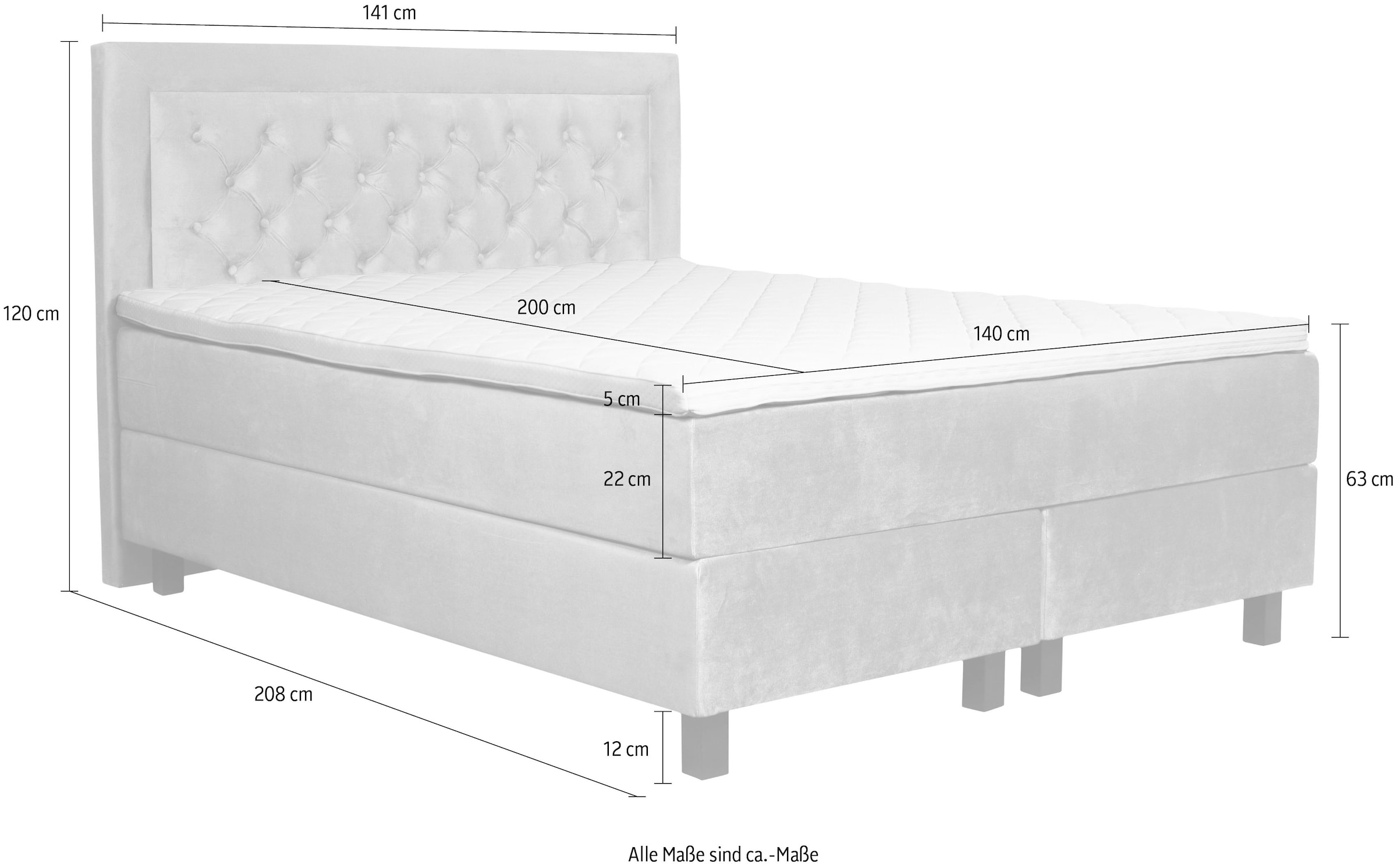 Home affaire Lit boxspring »Jeanne« inkl. Topper mit Taschen-Federkernmatratze