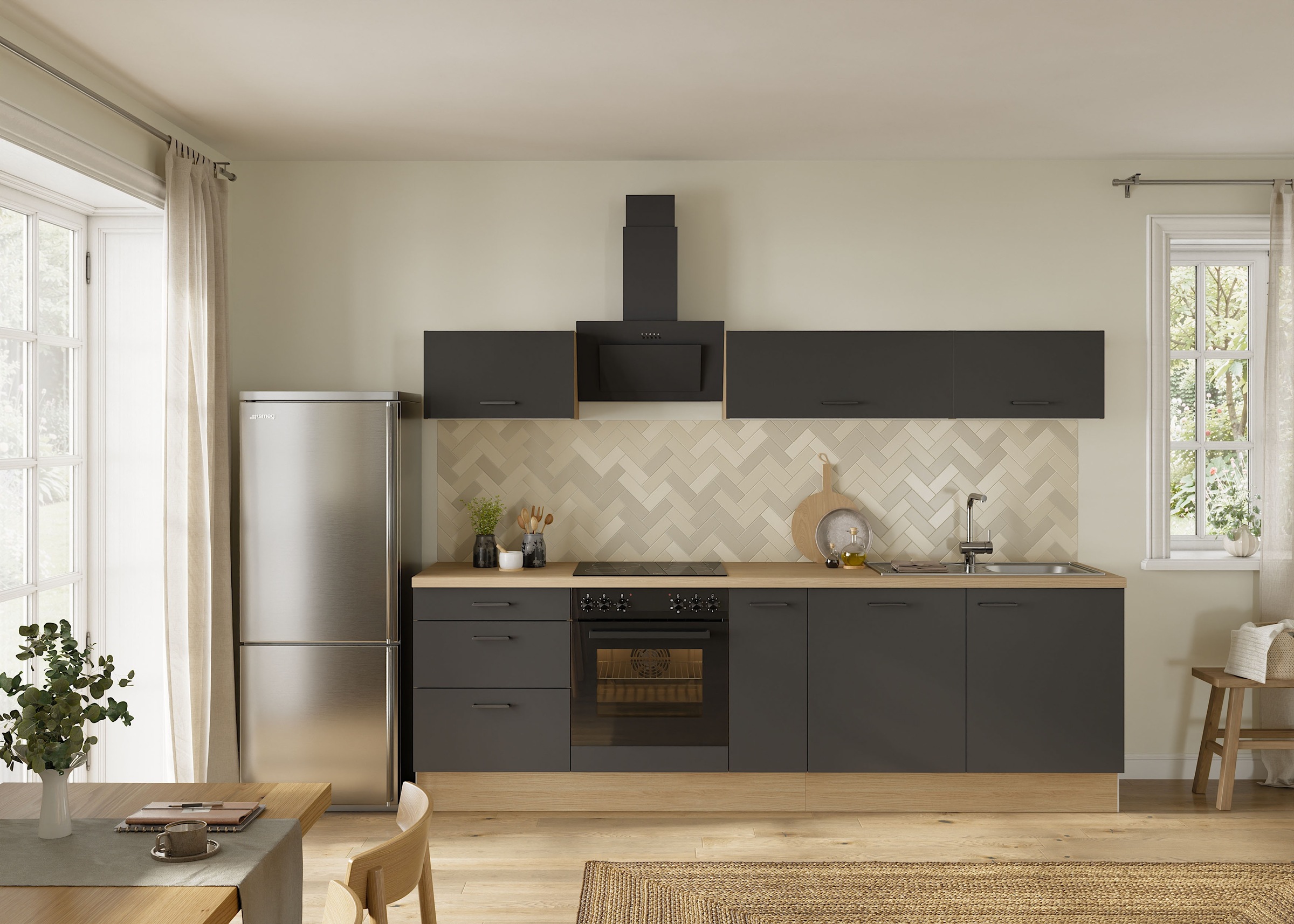 KOCHSTATION Küchenzeile "KS-Sion" Breite 270 cm, schnelle Montage mit OPTIsnap, wahlweise mit E-Geräten