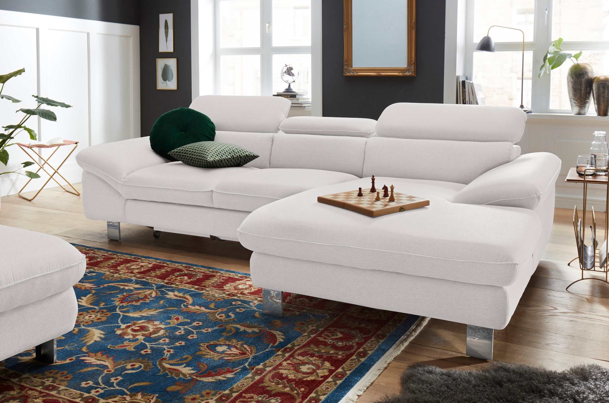 COTTA Polstergarnitur »Driver L-Form«, (Set, 2 tlg.), Set bestehend aus: Ecksofa mit Kopfteilverstellung & Hocker