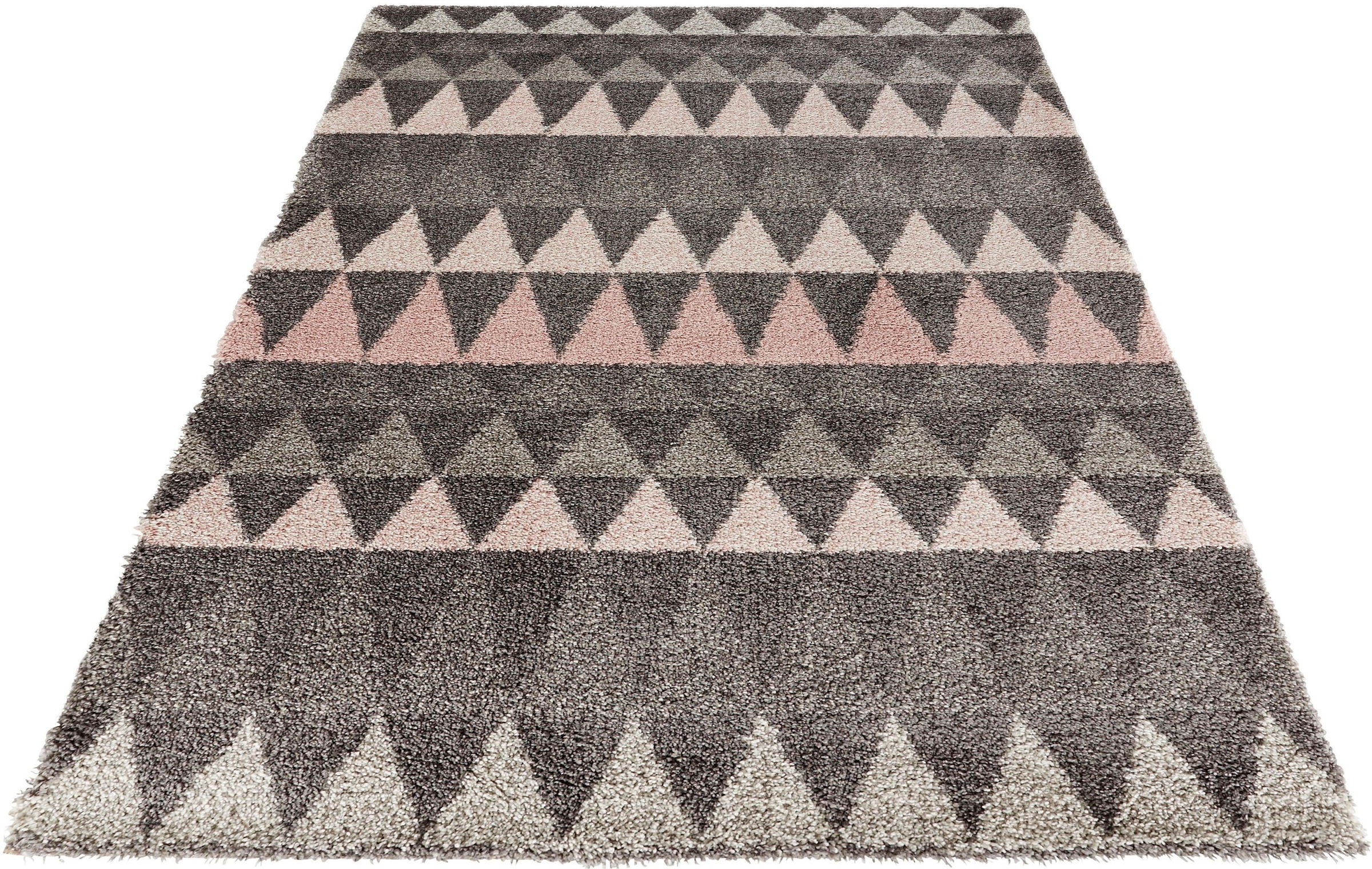 Image of MINT RUGS Hochflor-Teppich »Triangle«, rechteckig, 35 mm Höhe, Scandi Look, besonders weiche durch Microfaser Wohnzimmer, Schlafzimmer, Robust, Pflegeleicht bei Ackermann Versand Schweiz