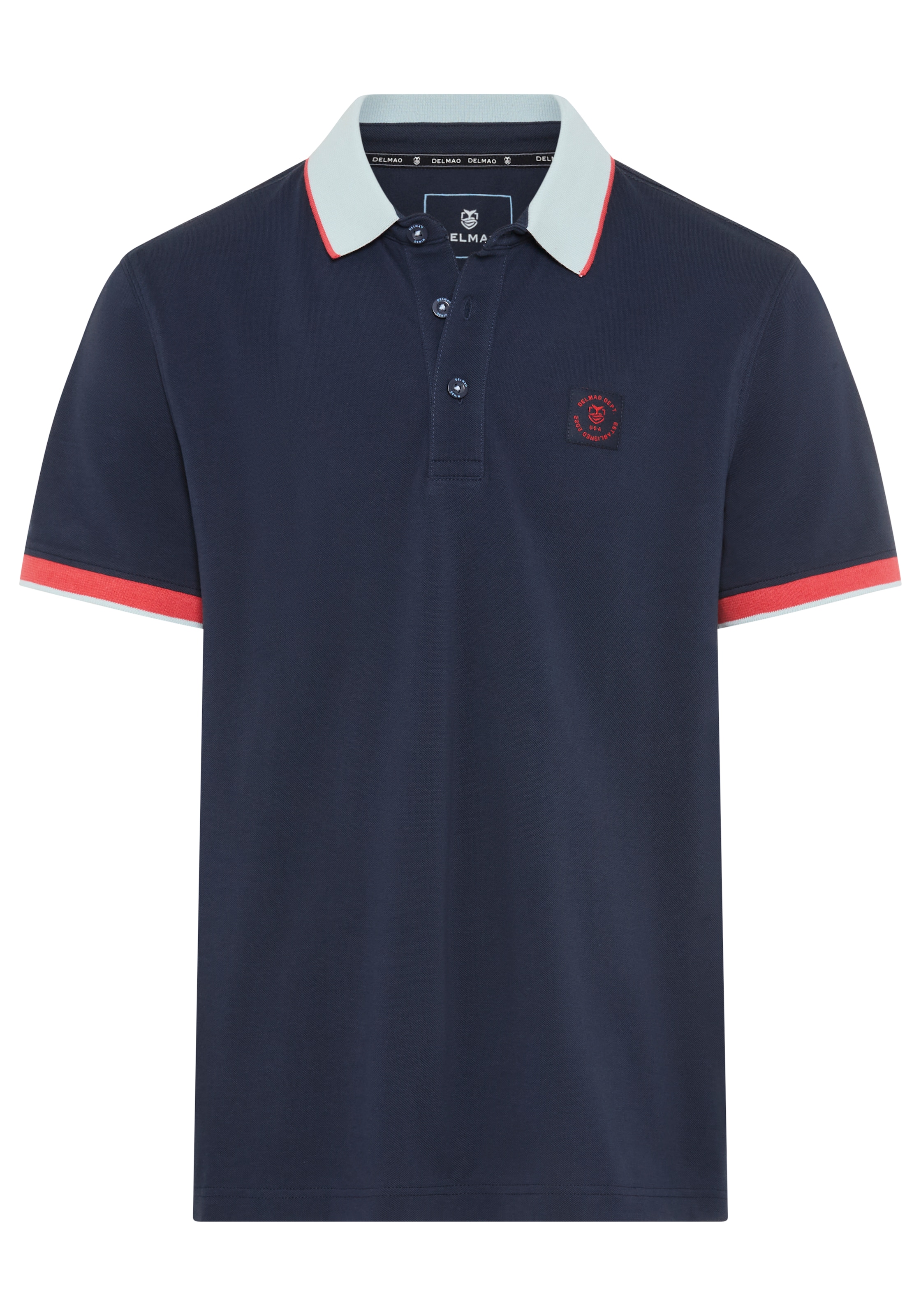 DELMAO Polo »Neue Kollektion!« klassischer Polokragen, Kurzarm, normale Passform, mit Stickerei