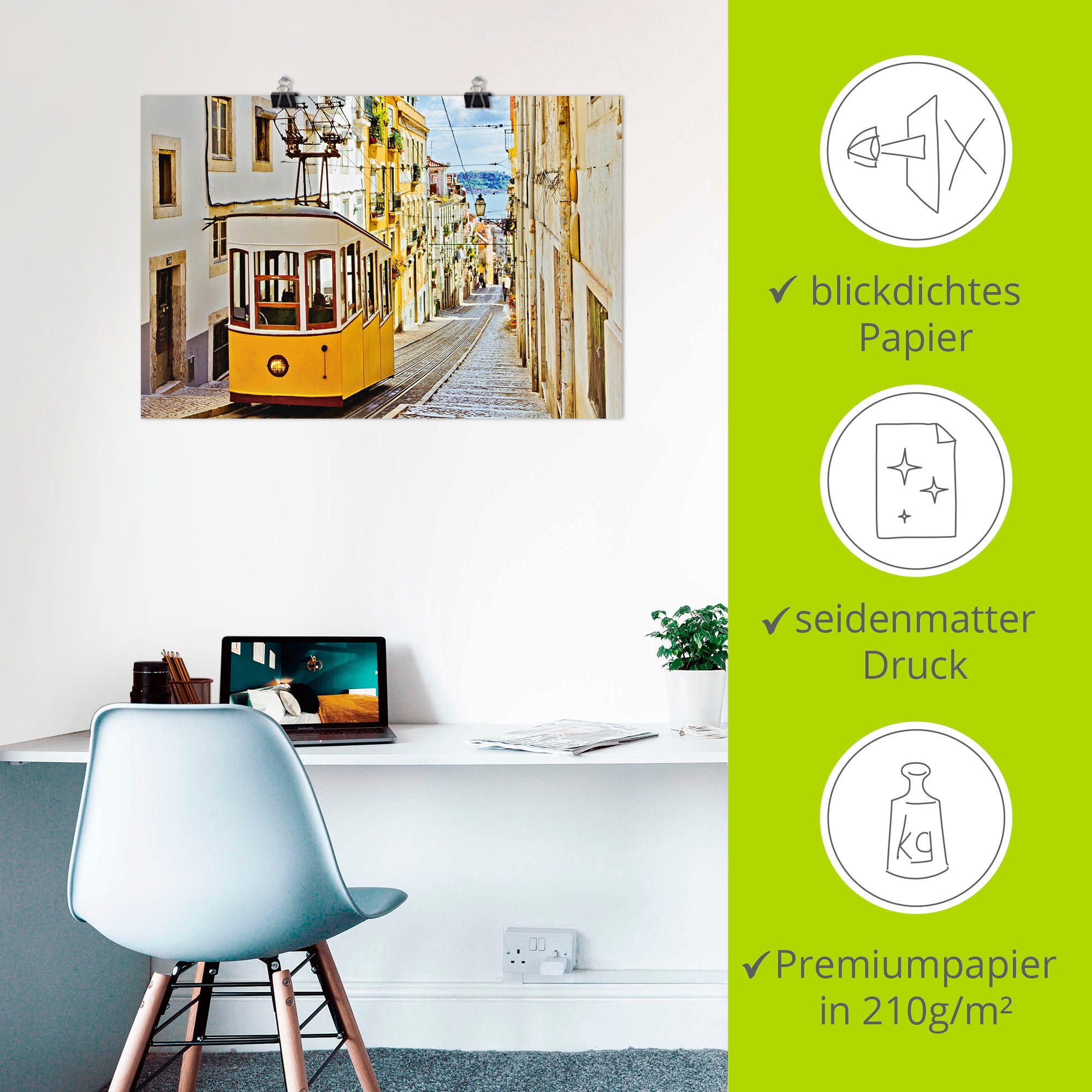 Artland Wandbild »Ascensor da Gloria in Lissabon« Zugbilder 1 Stk. tlg. als Alubild, Leinwandbild, Wandaufkleber oder Poster in versch. Grössen